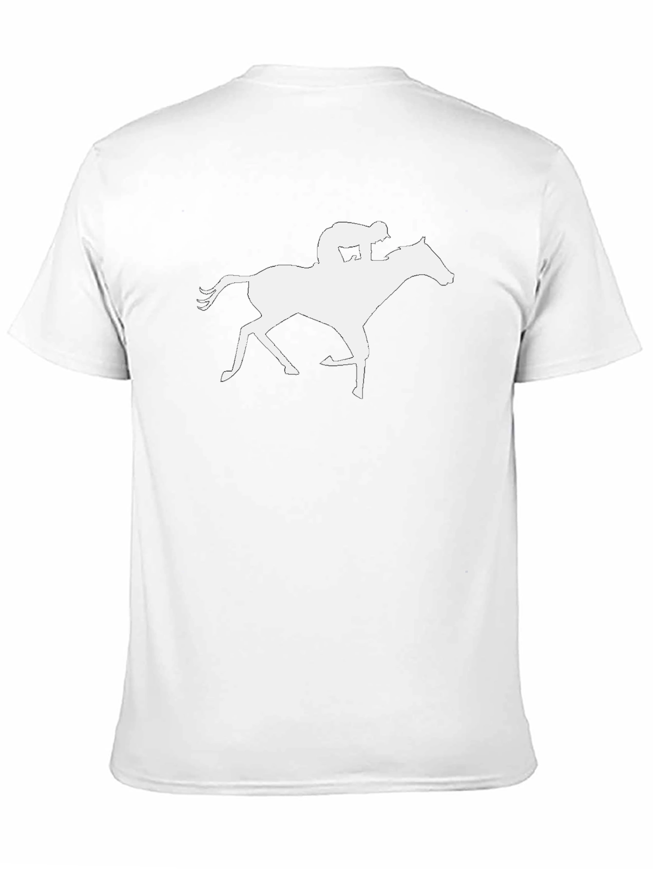 Black Horse Jockey Silhouette Black Cotton T-Shirt view 11