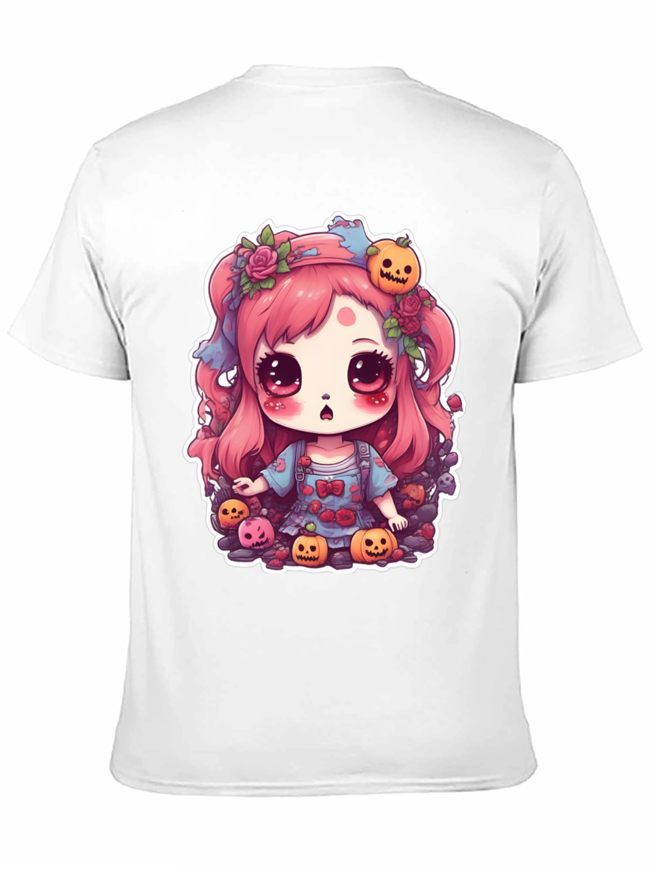 Black Kawaii Halloween Girl Black T-Shirt view 11