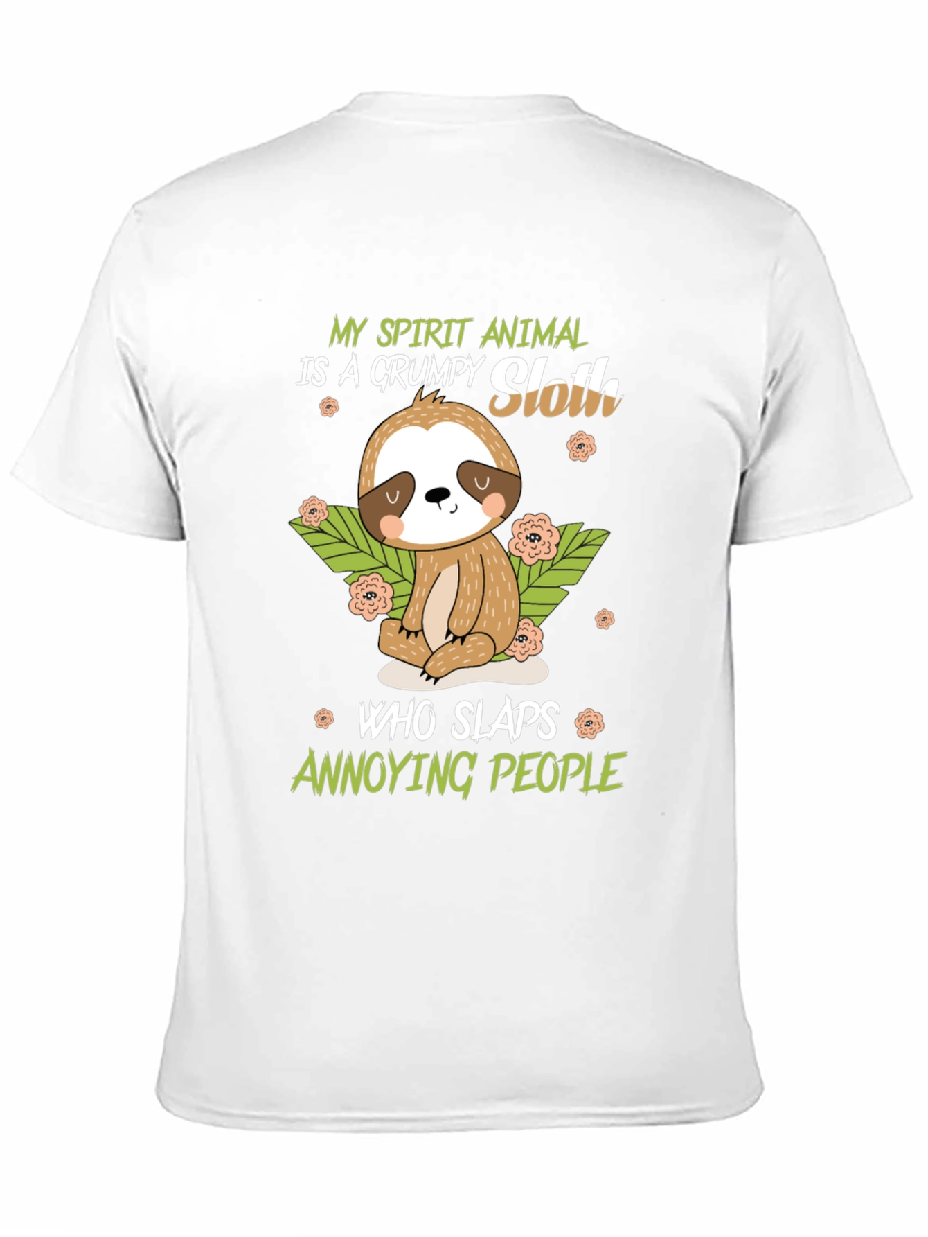 Black Grumpy Sloth Spirit Animal Black T-Shirt view 11