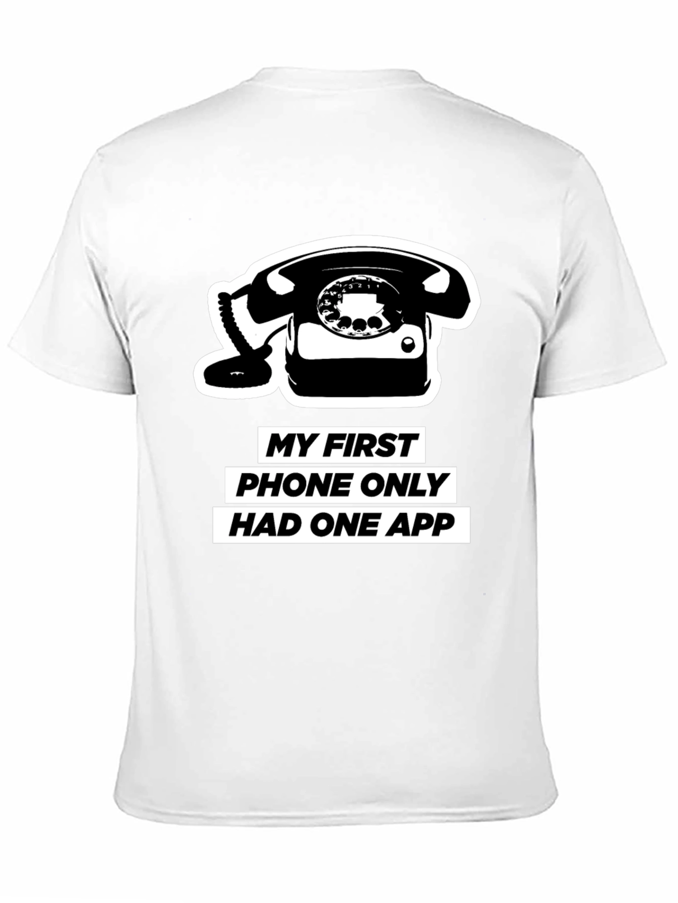 Black Retro Phone T-Shirt - One App Only! view 11