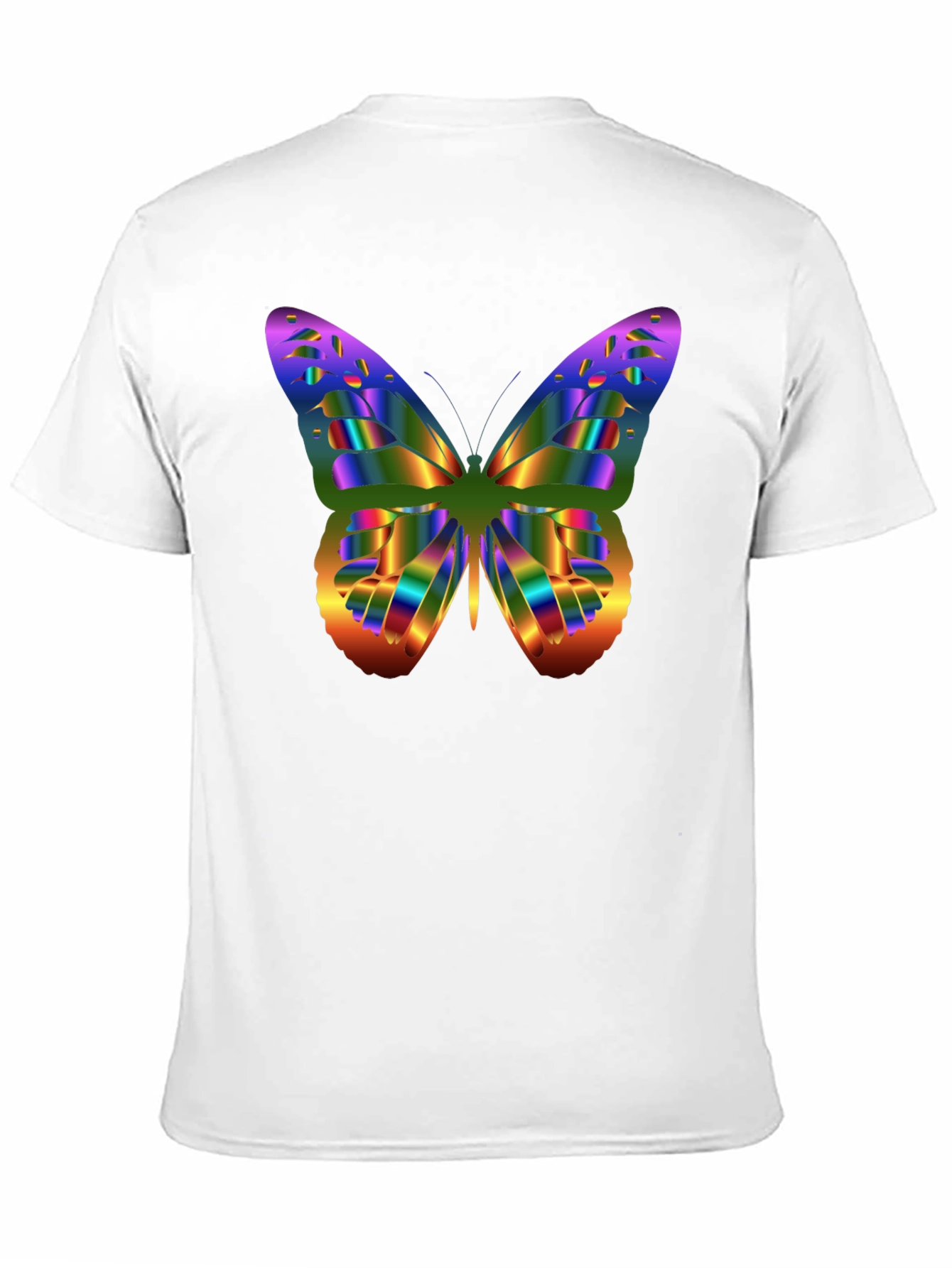 Black Colorful Butterfly Graphic Tee - Men's Black T-Shirt view 11