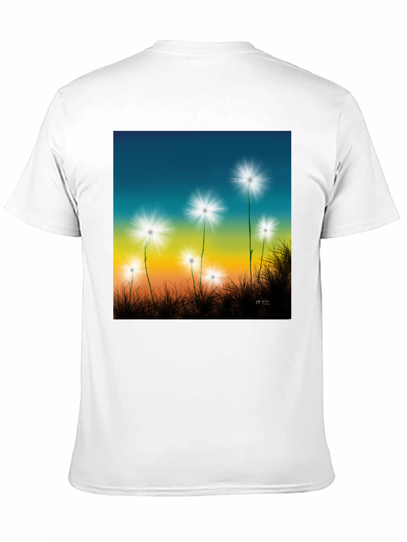 Black Dandelion Sky T-Shirt - Black Cotton Graphic Tee view 11