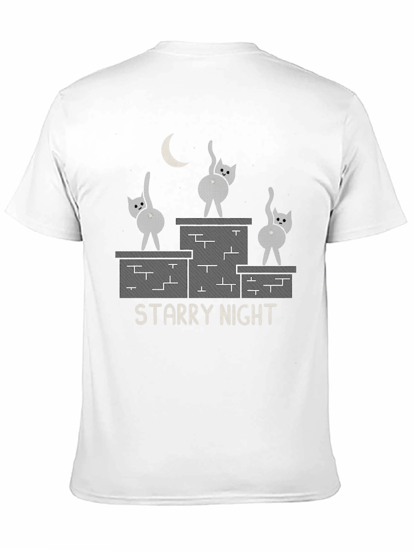 Black Starry Night Cat T-Shirt - Funny Graphic Tee view 11