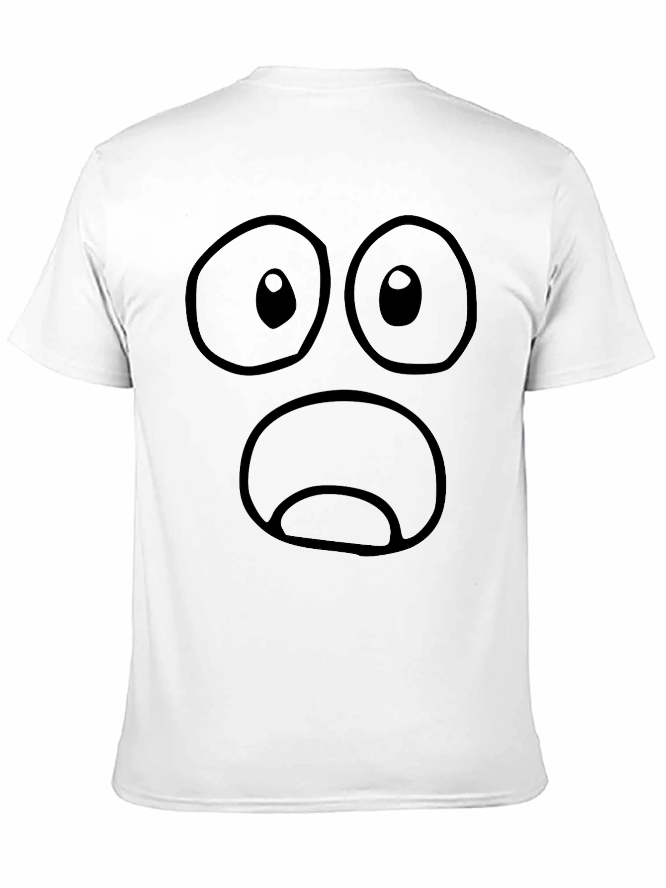 Black Funny Black T-Shirt with Shocked Cartoon Face Graphic view 11