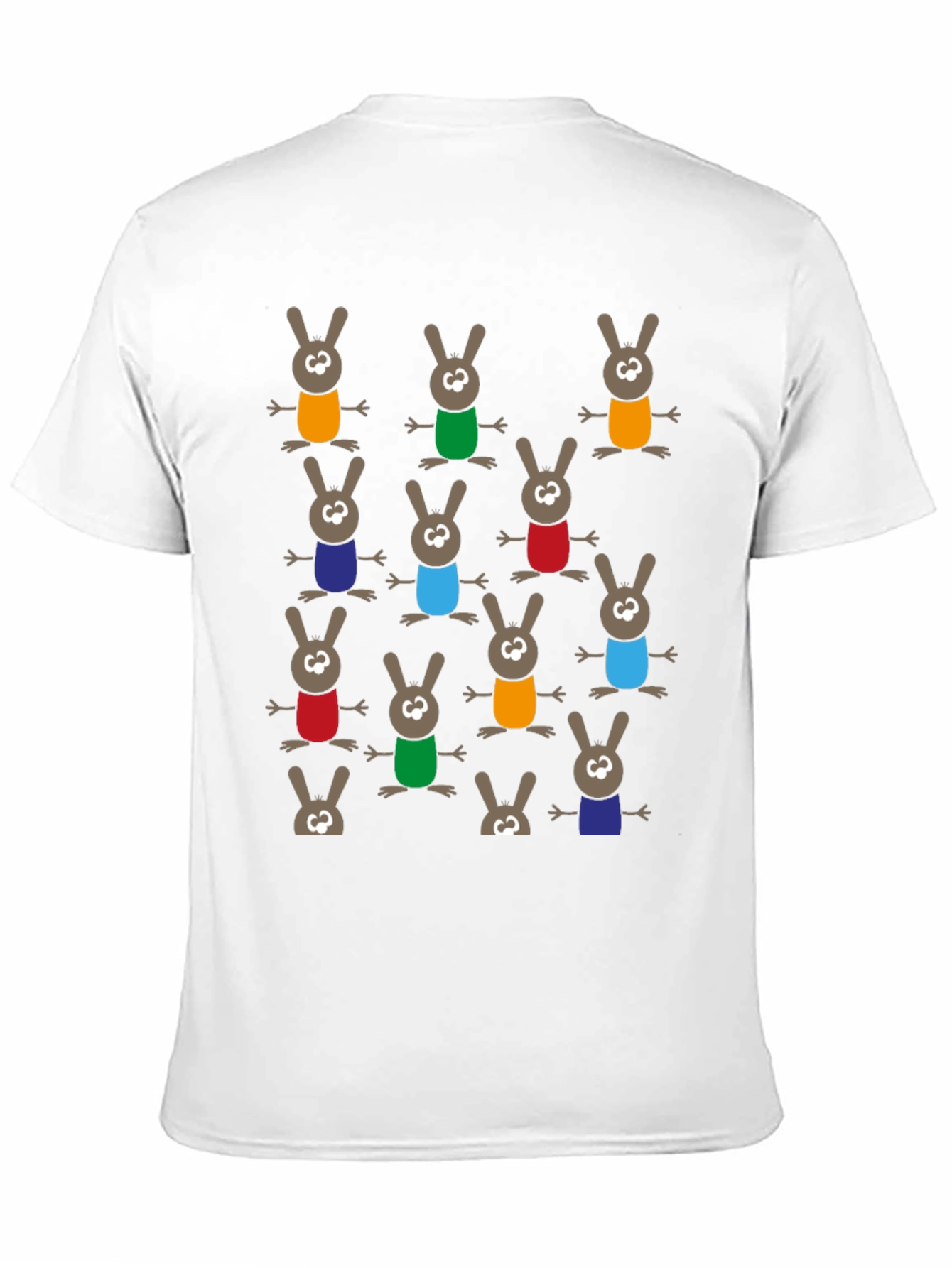 Black Fun Cartoon Bunny Pattern T-Shirt view 11