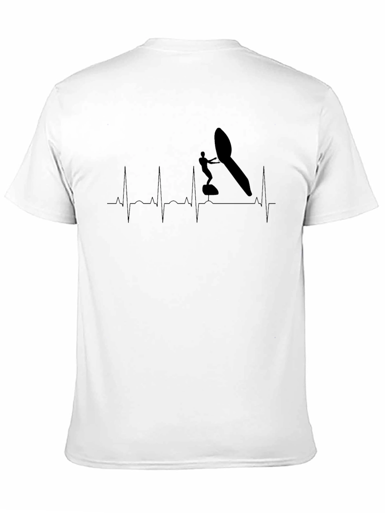 Black Windsurfing Heartbeat T-Shirt - Black Cotton Tee view 11