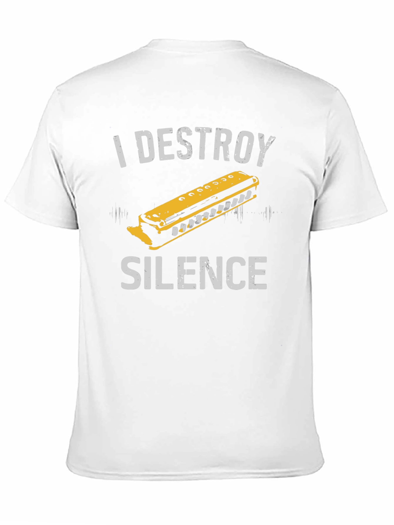 Black I Destroy Silence Harmonica Graphic Tee view 11