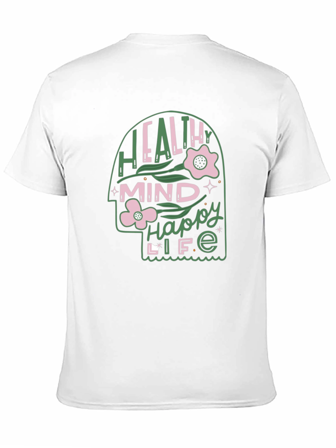 Black Healthy Mind Happy Life Graphic Tee view 11