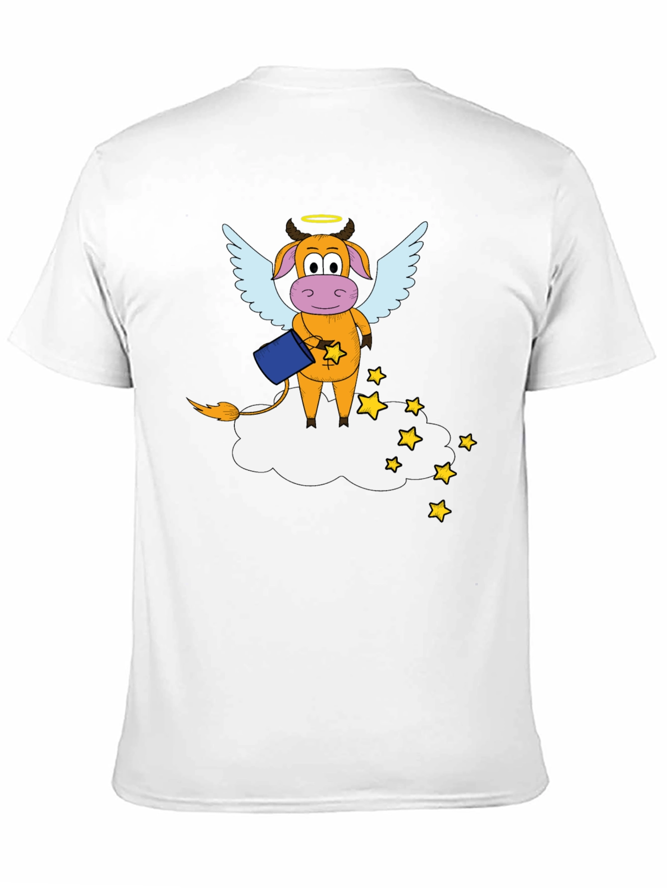 Black Whimsical Cow Angel Graphic Tee - Black Cotton Blend view 11