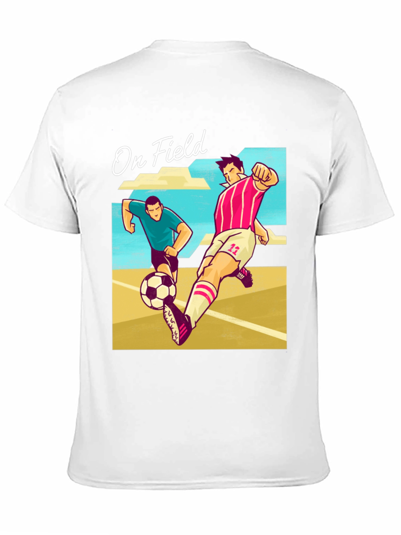 Black On Field Graphic T-Shirt | Soccer Players Cartoon Print view 11