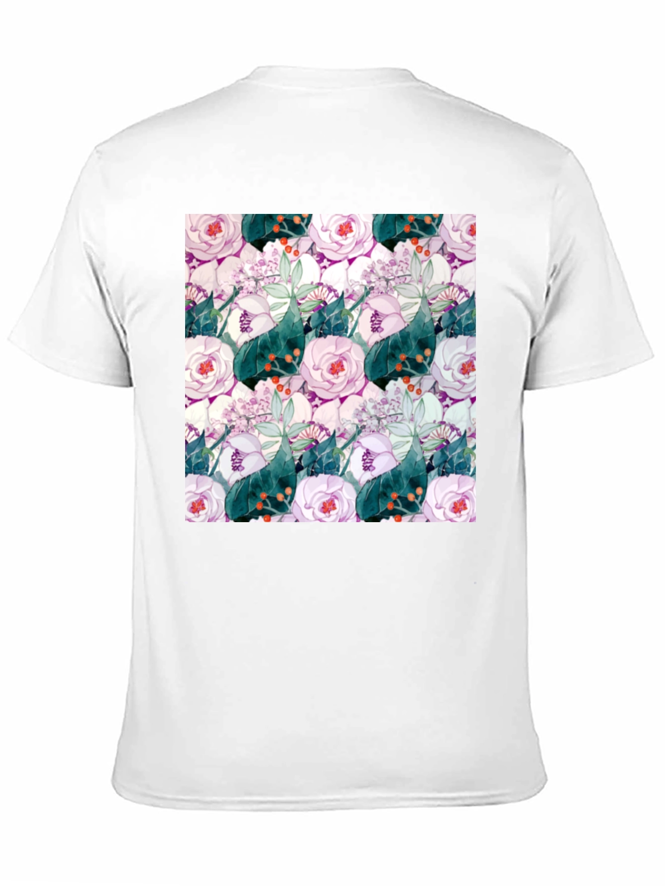 Black Floral Print Black Crew Neck T-Shirt view 11
