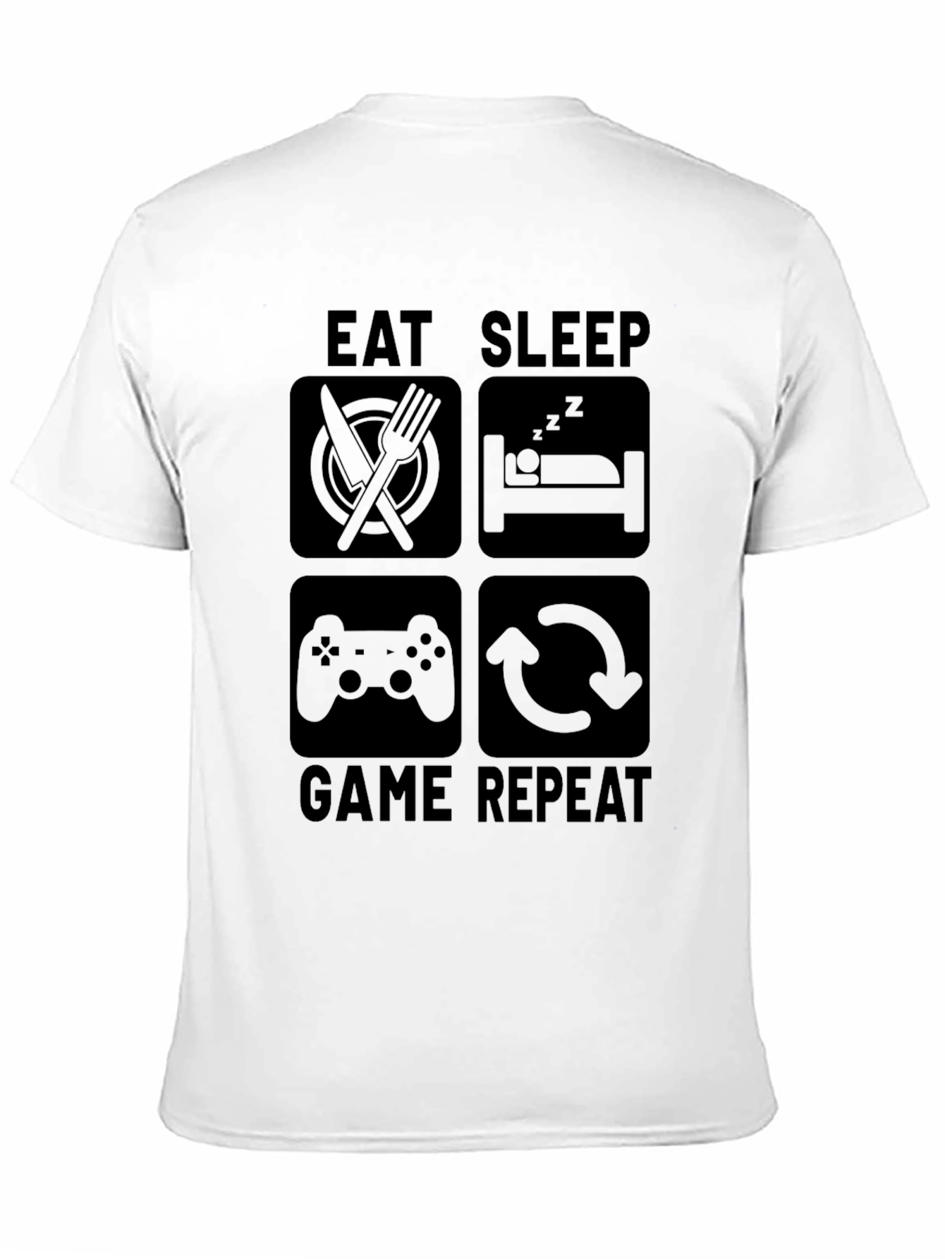 Black Eat Sleep Game Repeat - Gamer T-Shirt view 11