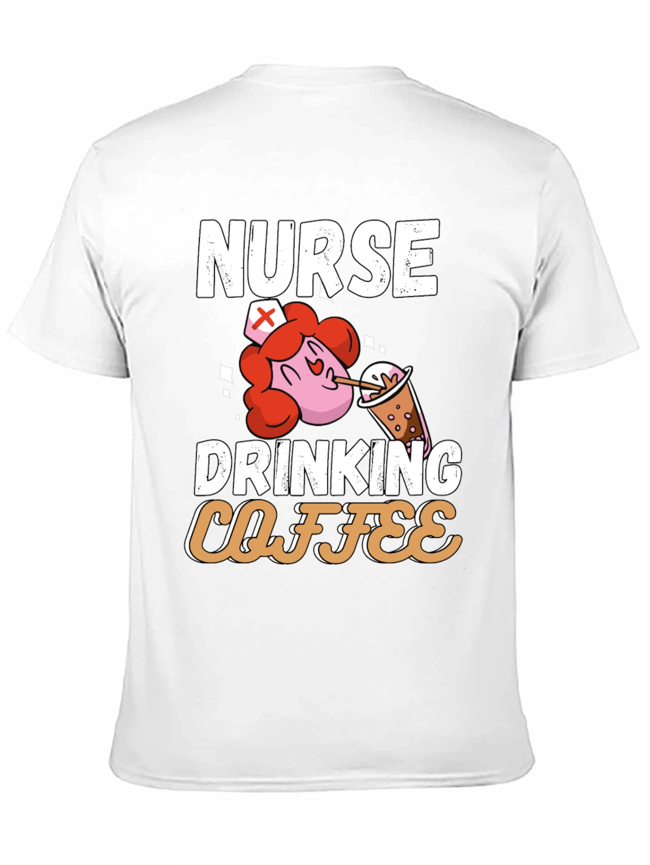 Black Nurse Drinking Coffee Graphic T-Shirt view 11
