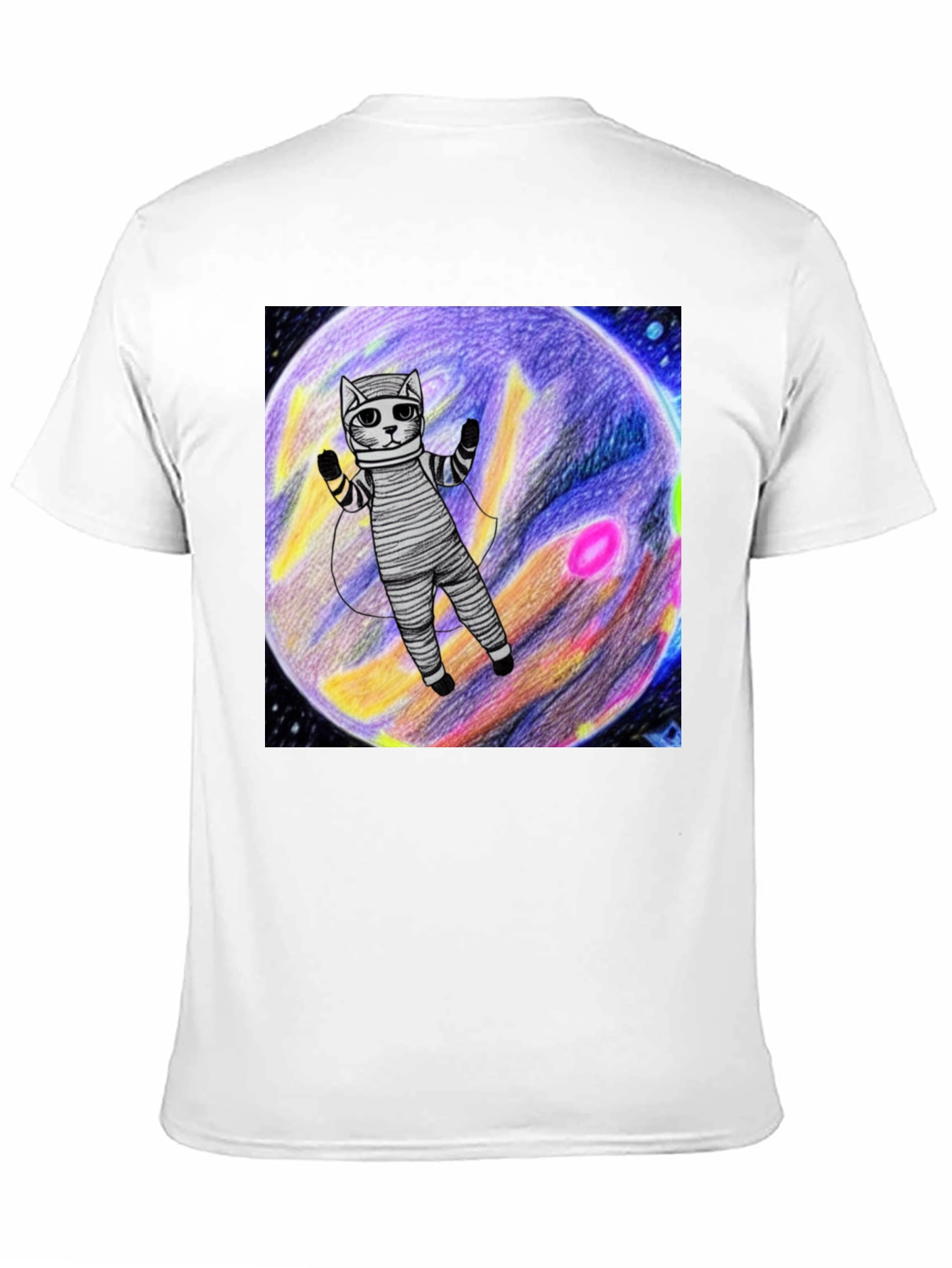 Black Cosmic Cat T-Shirt - Space Explorer Design view 11
