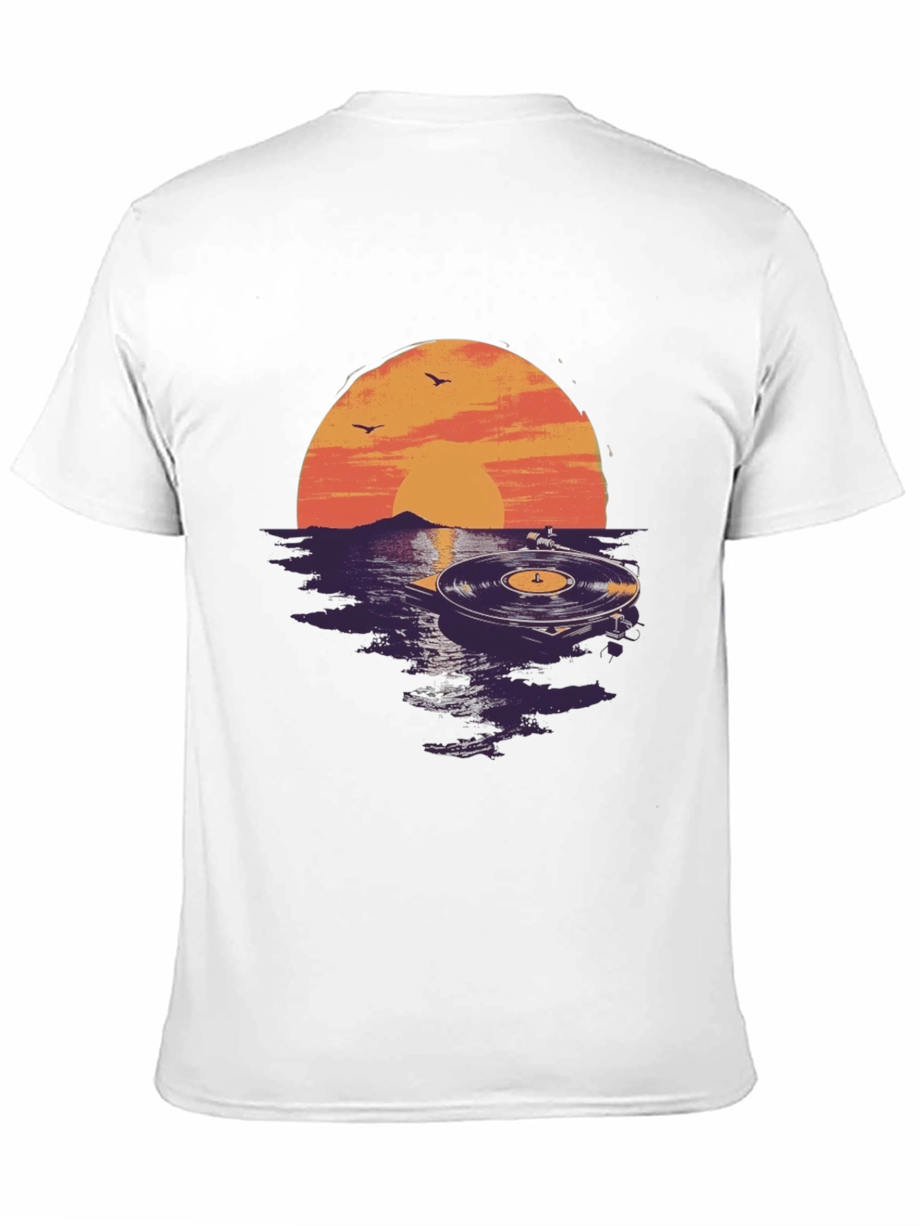 Black Sunset Vinyl Record Graphic Tee - Unique Music Lover Shirt view 11