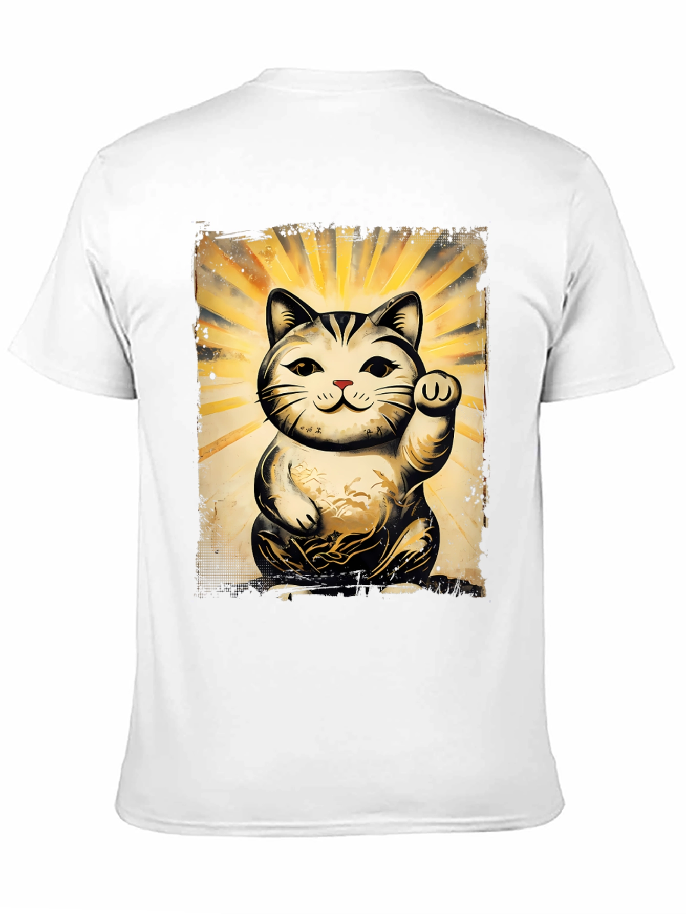 Black Lucky Cat Graphic T-Shirt - Unisex Soft Cotton Tee view 11