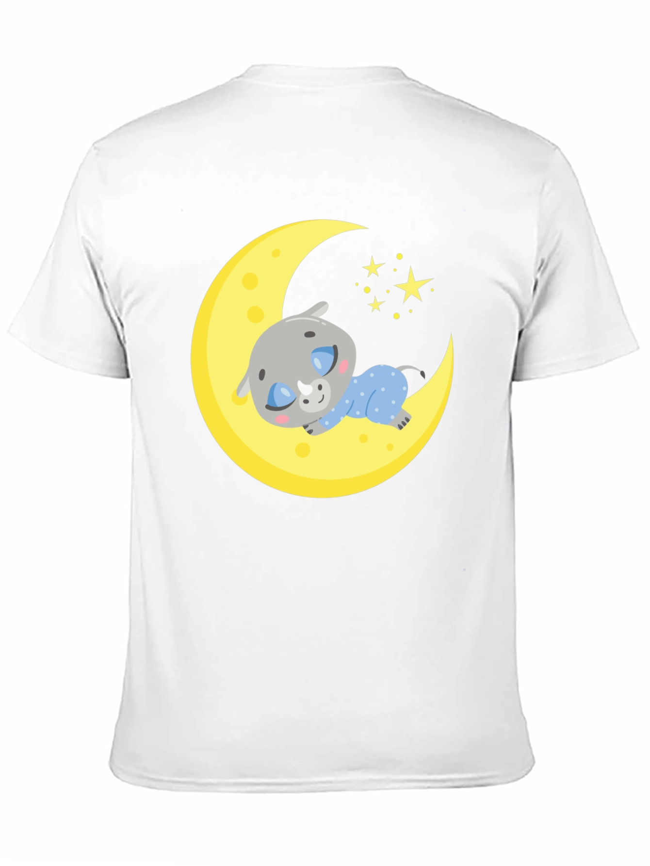 Black Cute Sleeping Rhino on Moon T-Shirt view 11