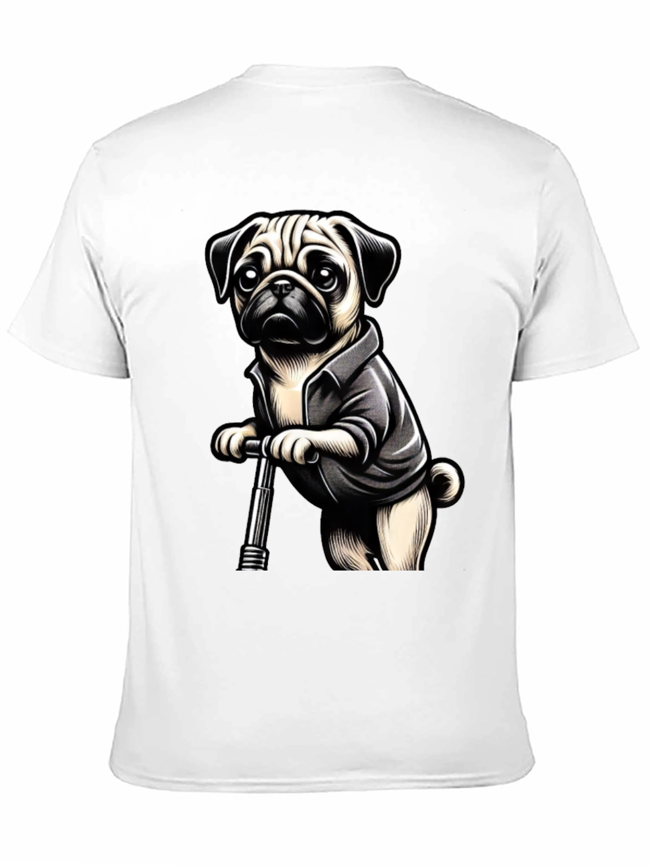 Black Pug on Scooter Graphic Tee - Black Cotton Blend view 11