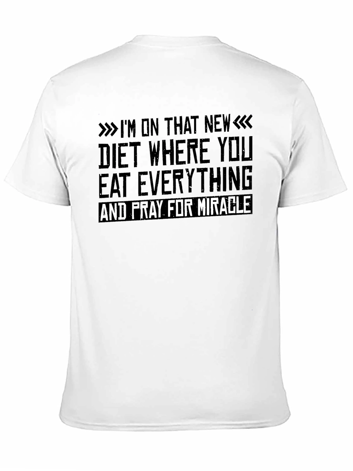 Black Eat Everything and Pray for Miracle Black Graphic T-Shirt view 11