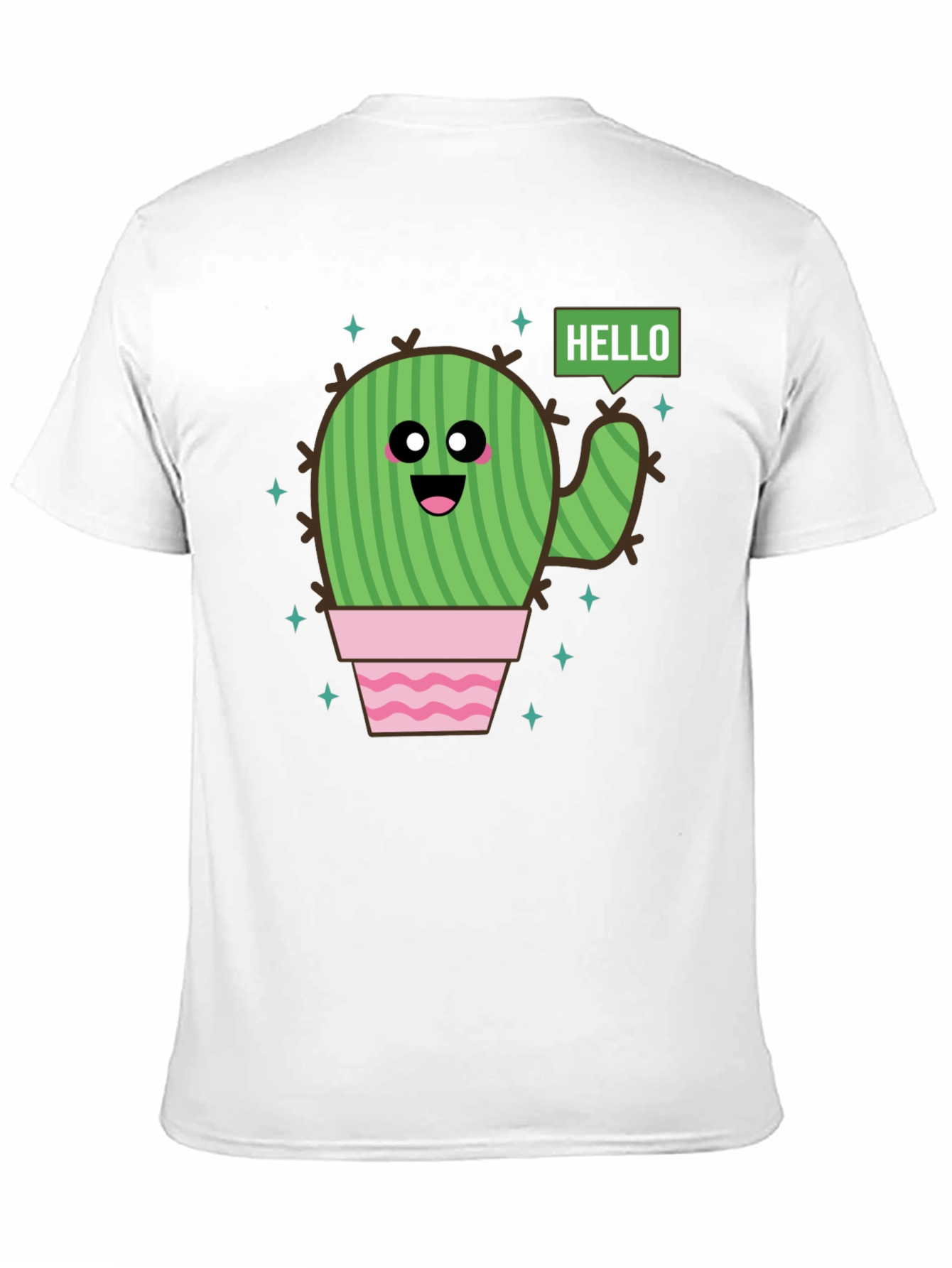 Black Cute Cartoon Cactus Graphic Tee - Black Cotton T-Shirt view 11