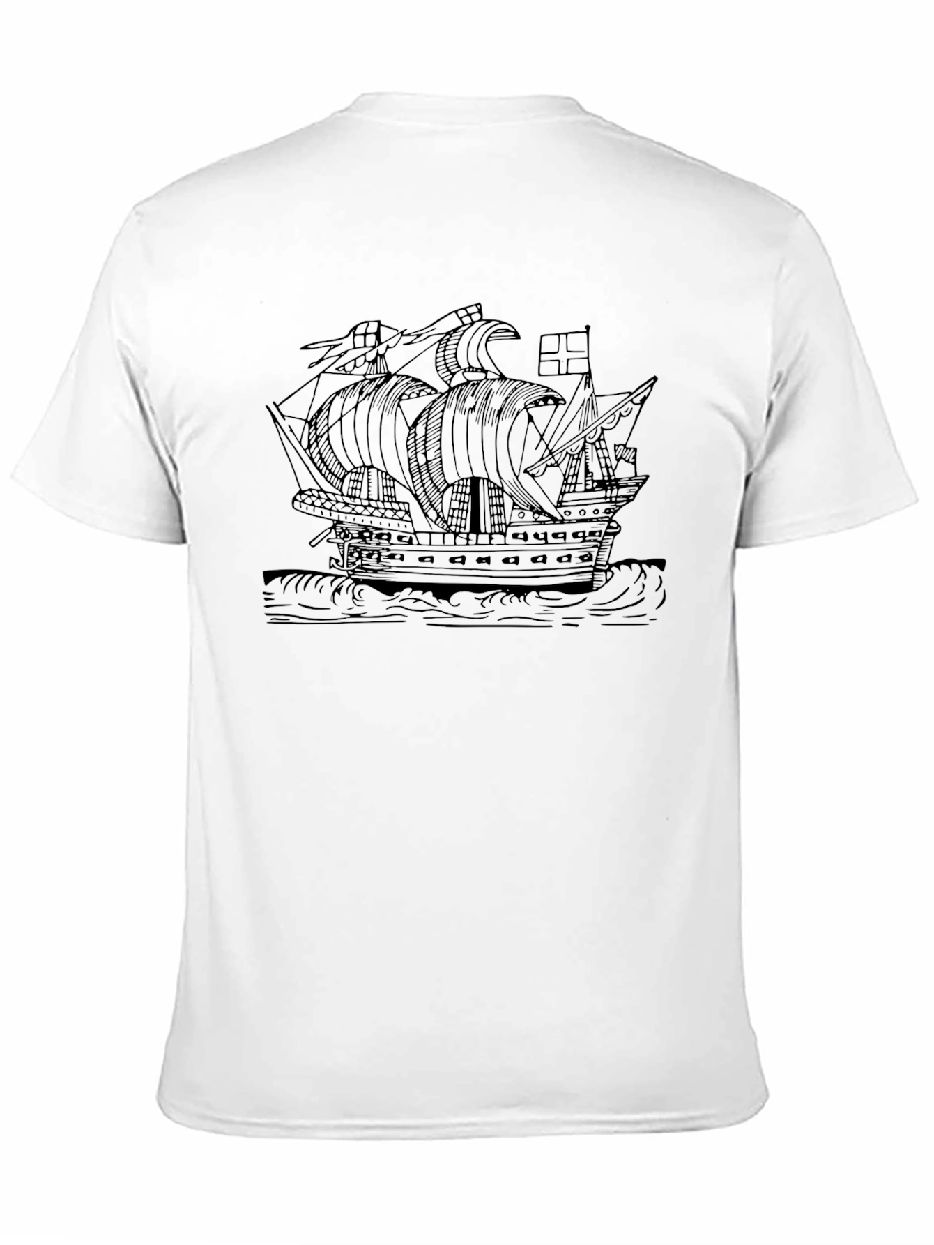 Black Vintage Ship Graphic Black T-Shirt view 11