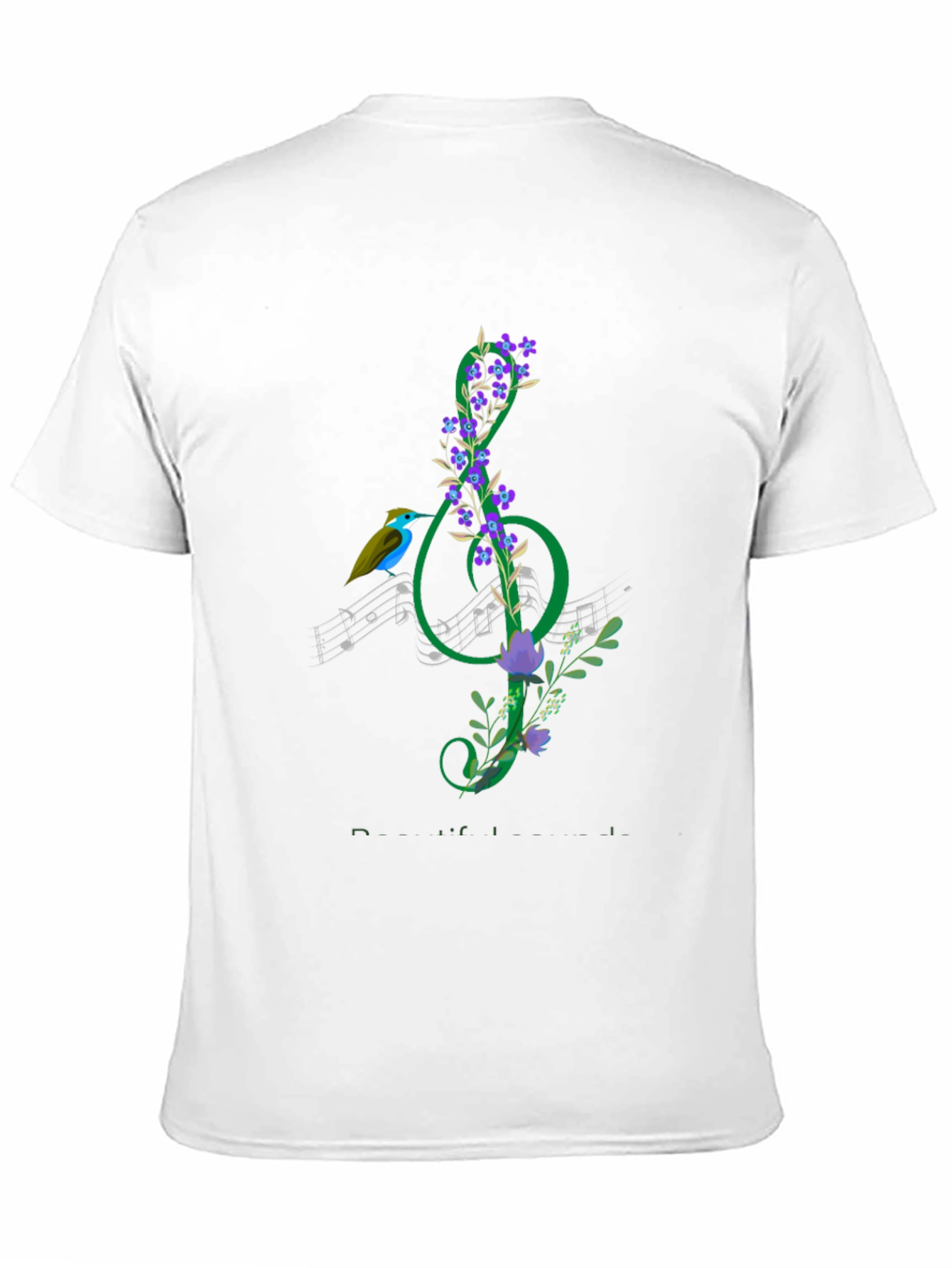 Black Floral Treble Clef T-Shirt - Music Lover Gift view 11