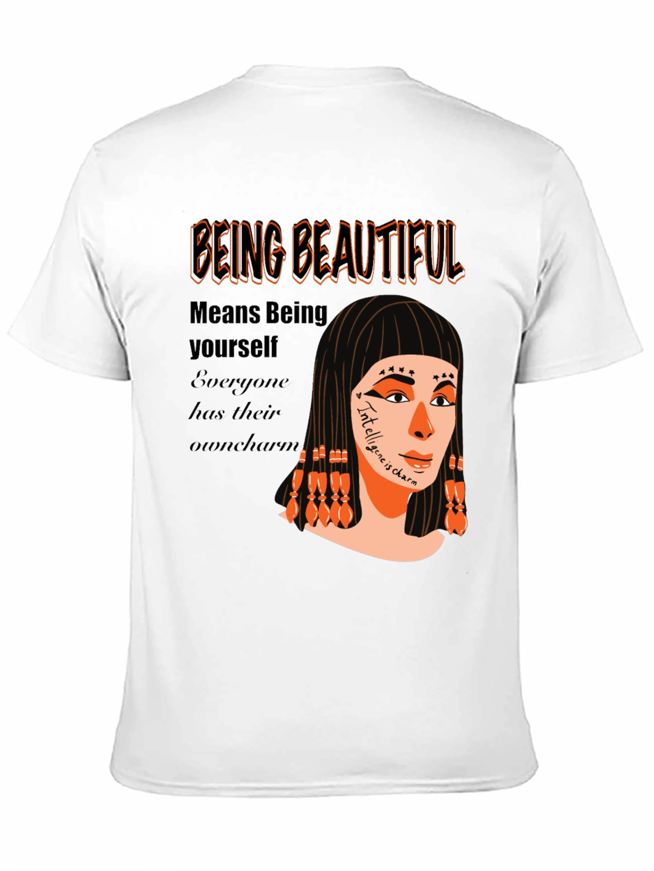 Black Unique Graphic T-Shirt - "Being Beautiful" Design view 11