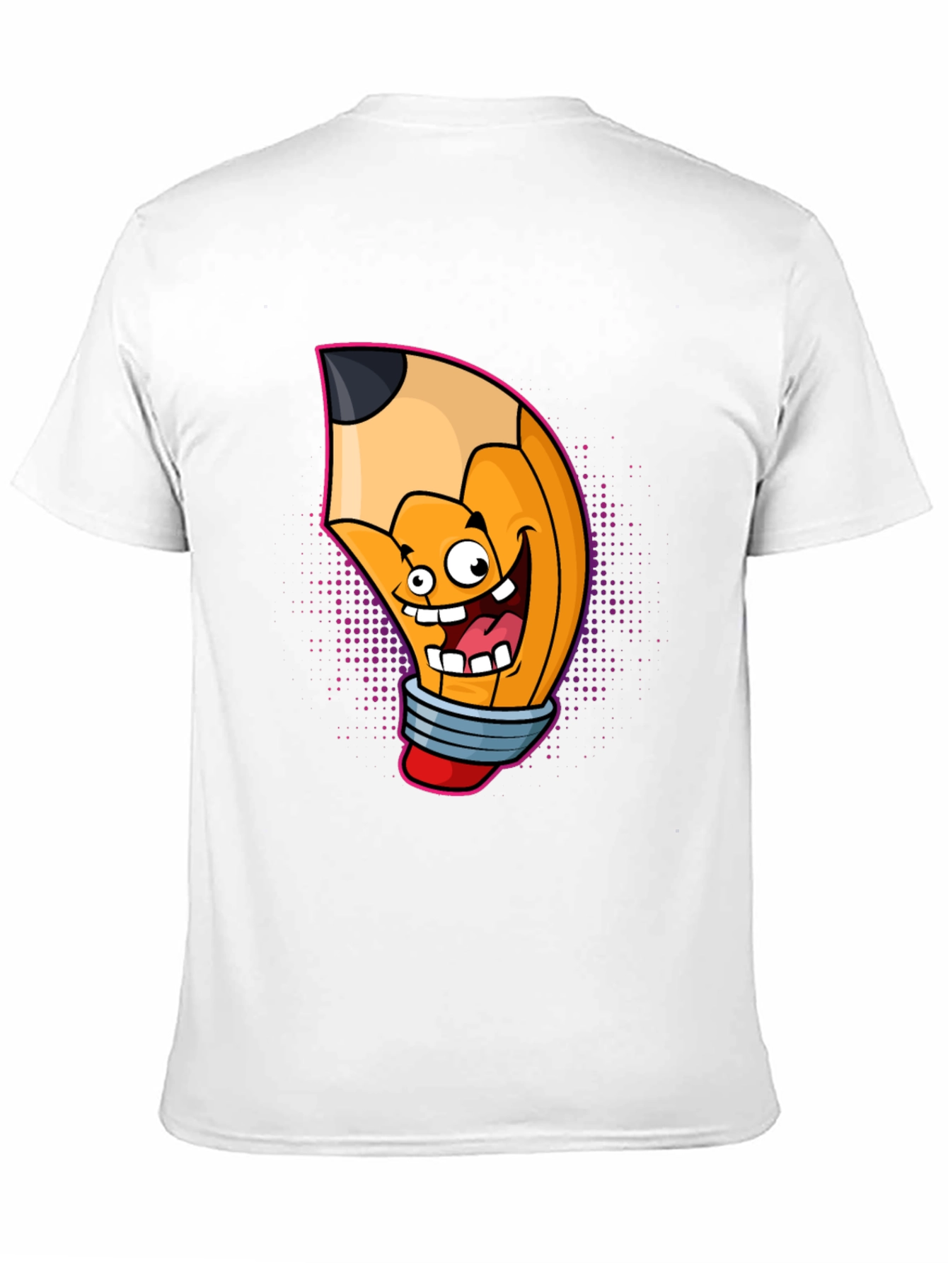 Black Cartoon Pencil Graphic Tee - Black Cotton T-Shirt view 11