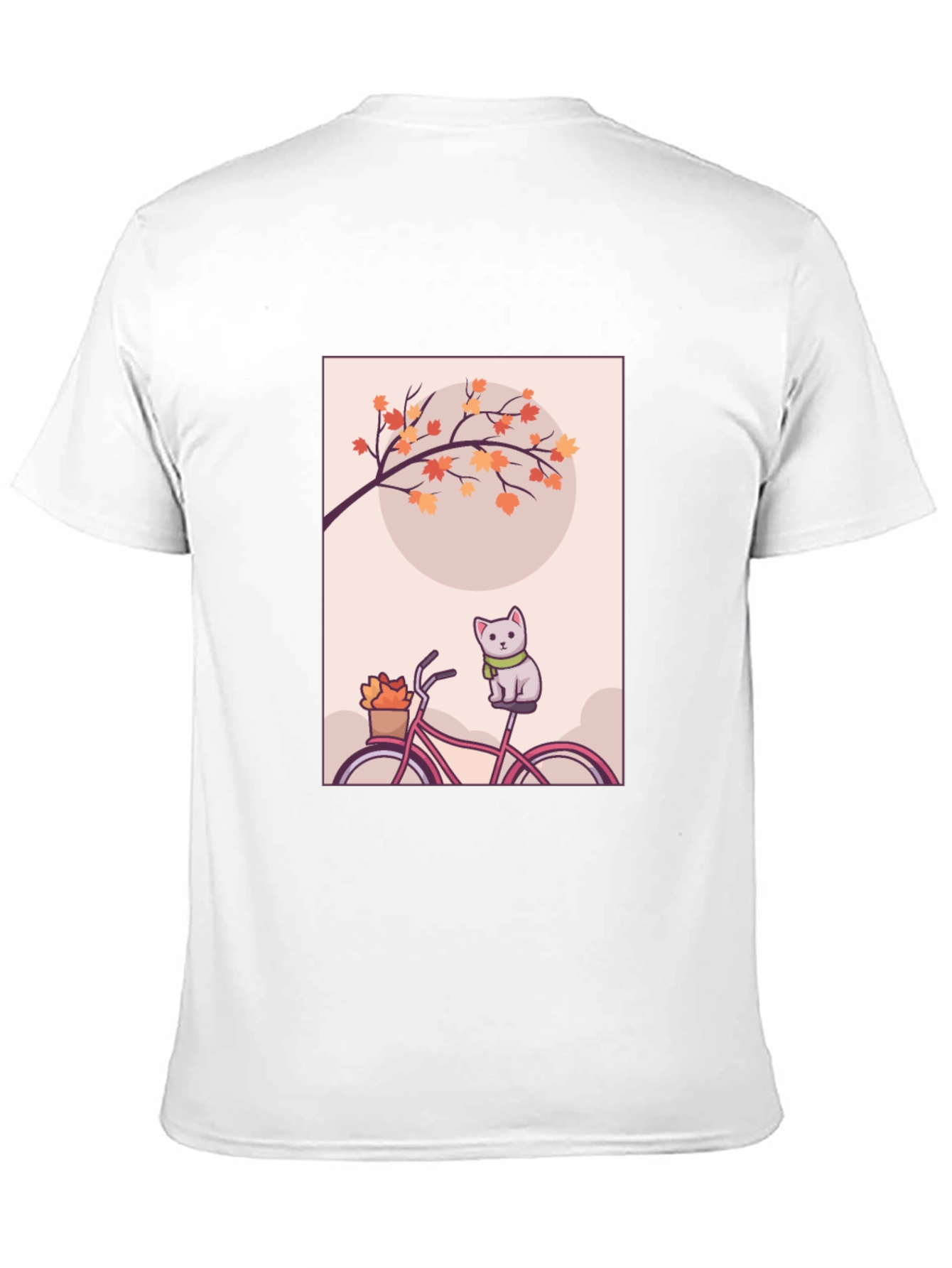 Black Cute Cat on Bike T-Shirt - Autumn Vibes view 11