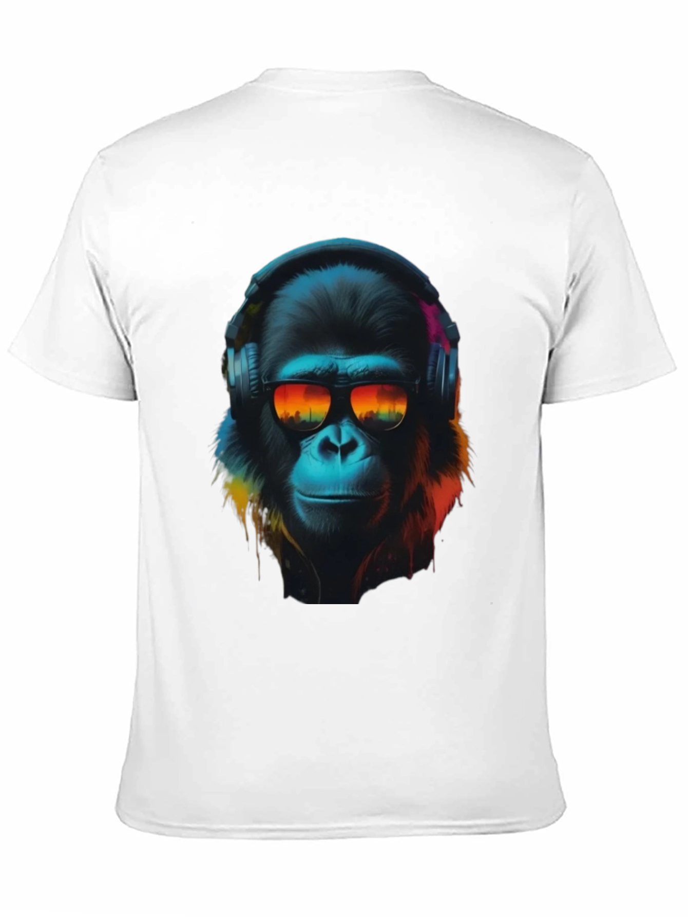 Black Cool Ape Graphic T-Shirt - DJ Gorilla in Headphones view 11