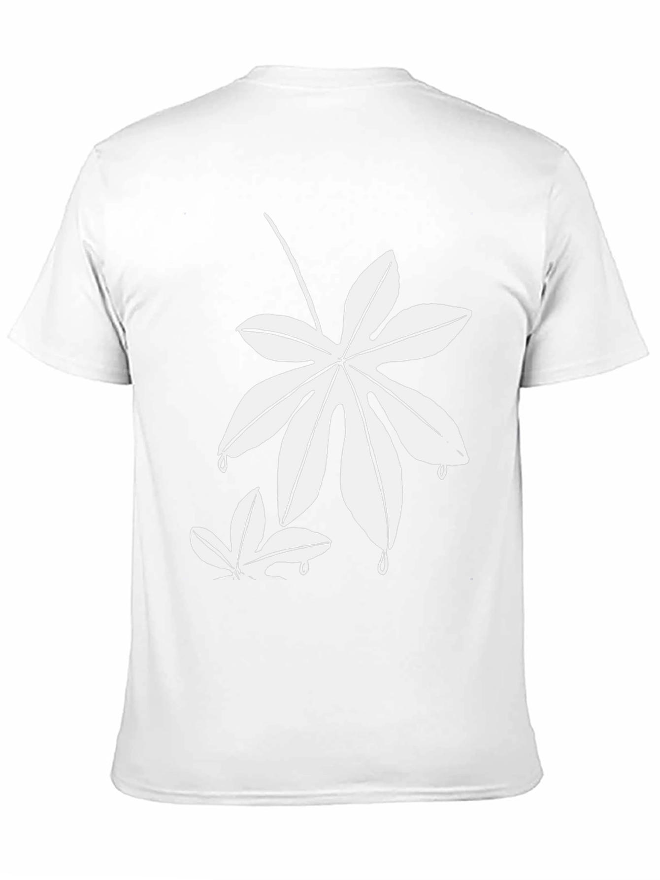 Unique White Leaf Design Black T-Shirt - 11