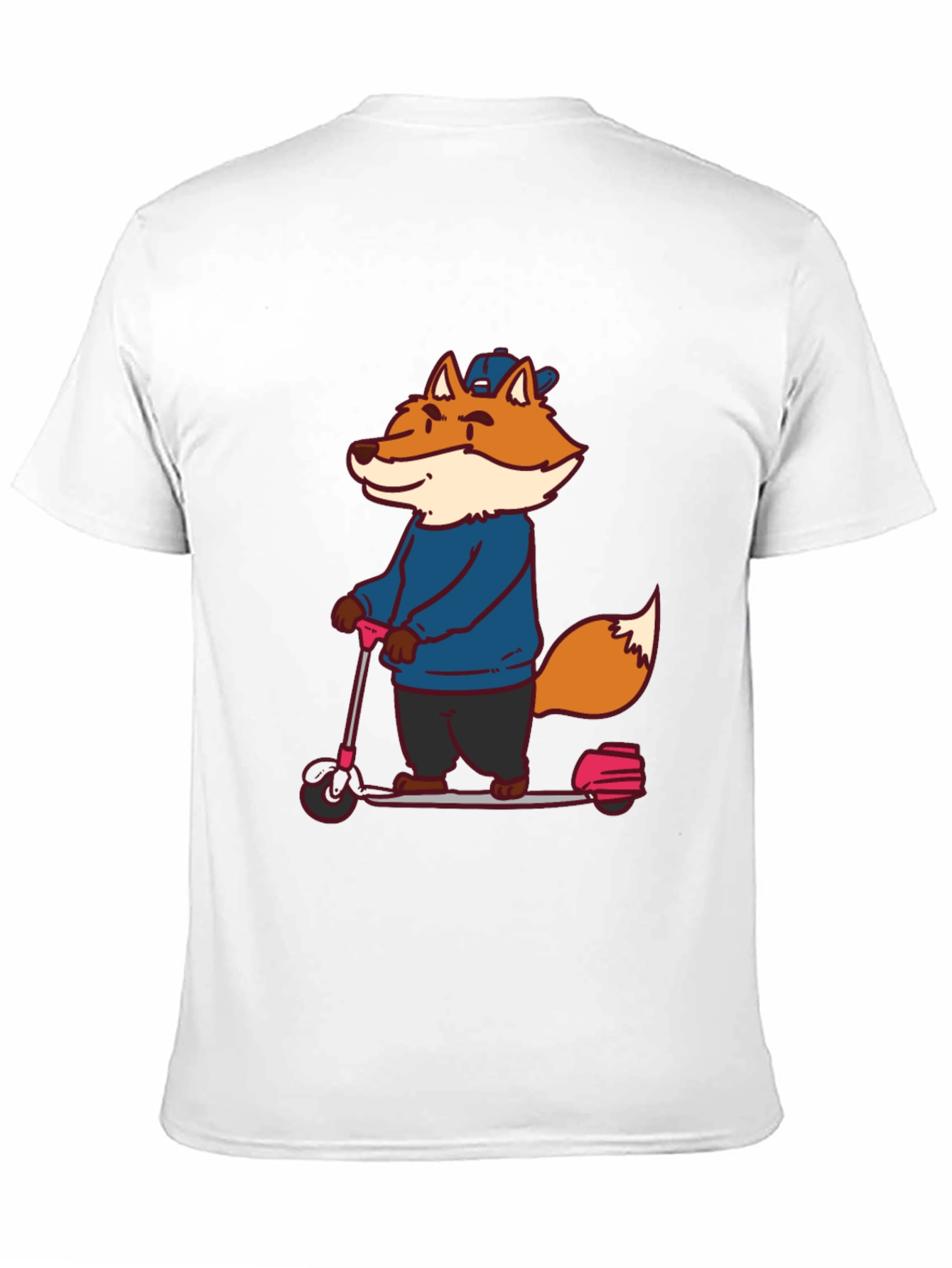 Black Fox on Scooter Graphic Tee - Unisex Black T-Shirt view 11