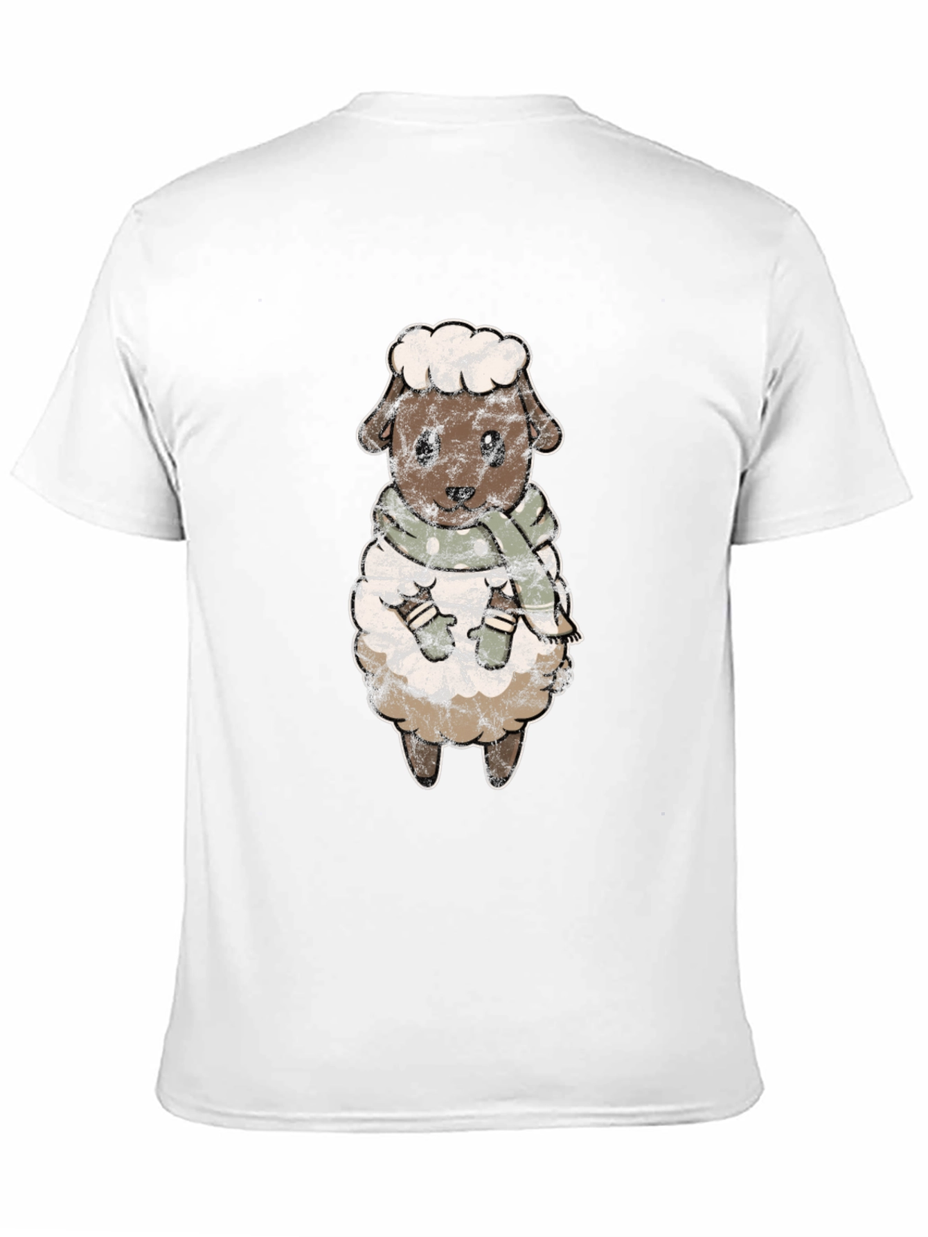 Black Cute Sheep Scarf T-Shirt view 11