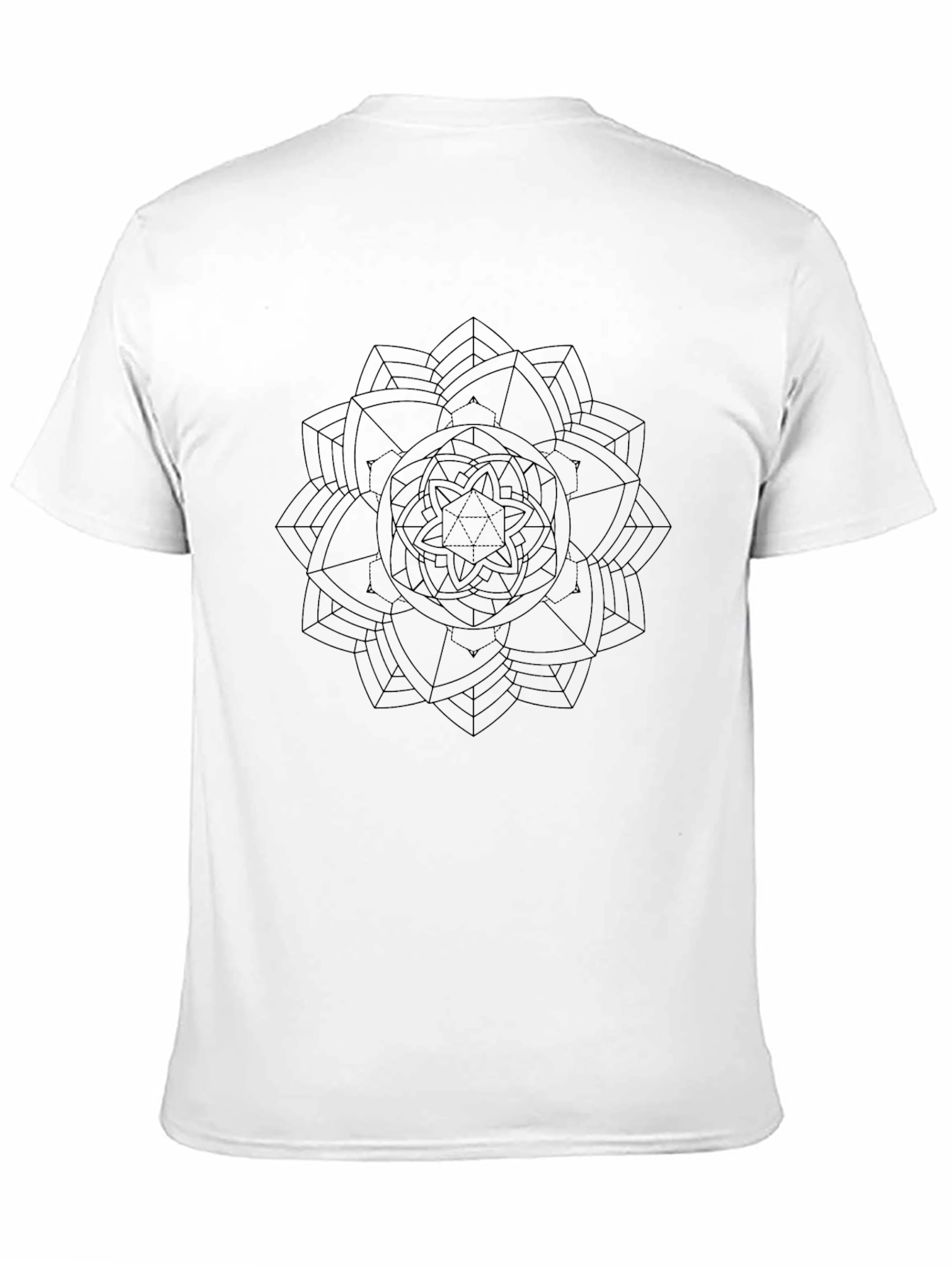 Black Geometric Mandala Print Black T-Shirt view 11