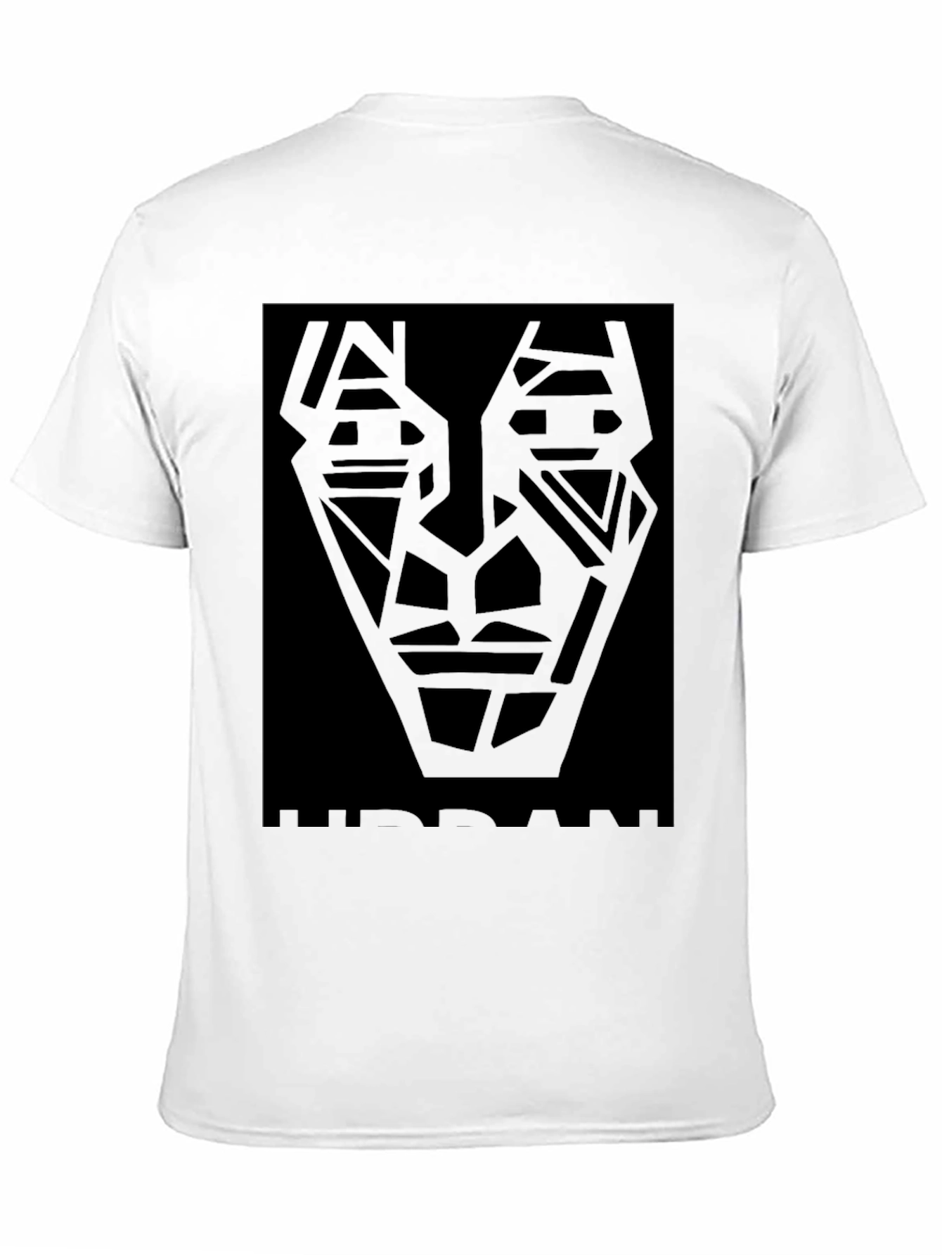 Black Abstract Geometric Face Black T-Shirt view 11