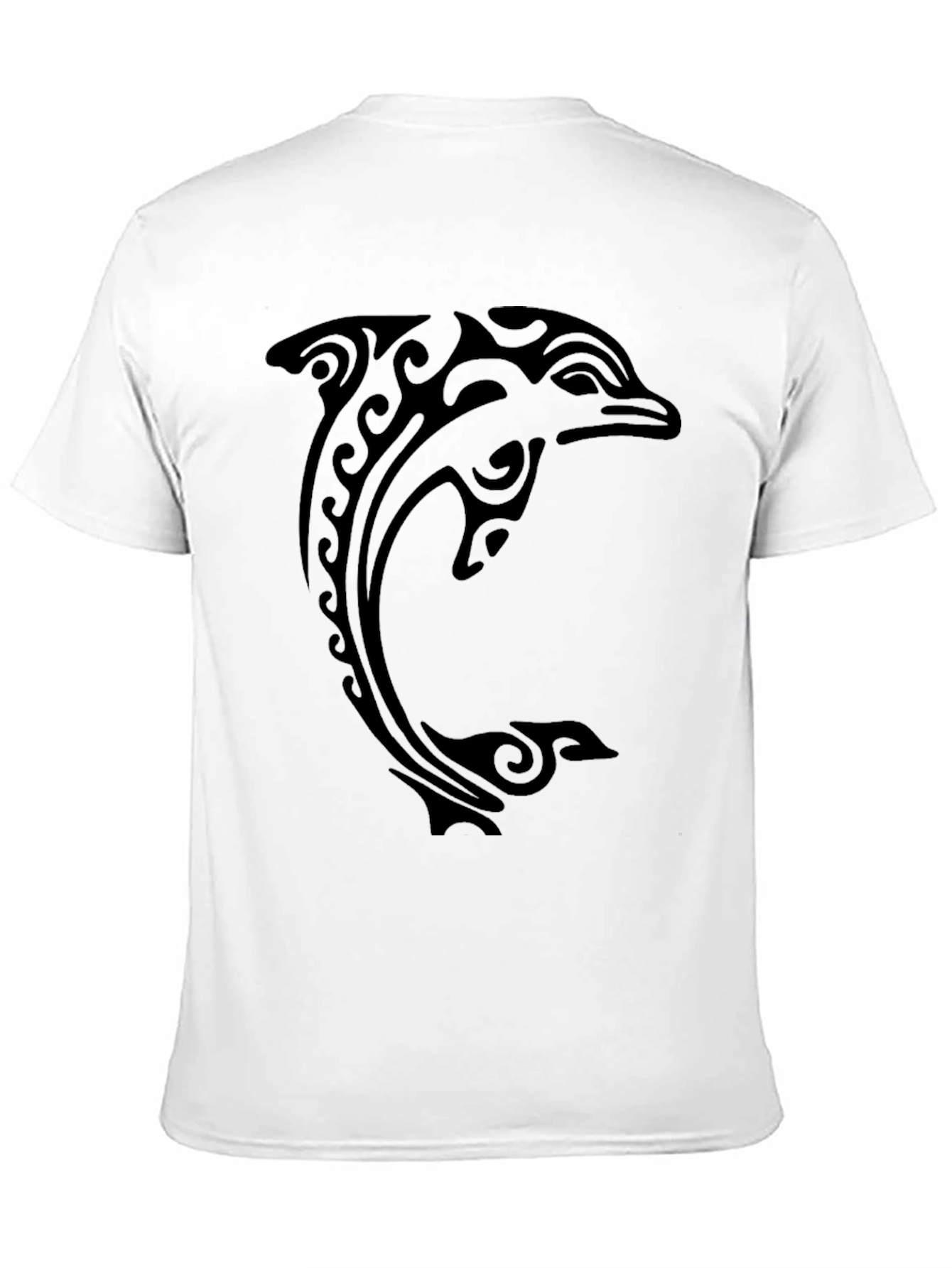 Black Tribal Dolphin Graphic Tee - Black Cotton T-Shirt view 11