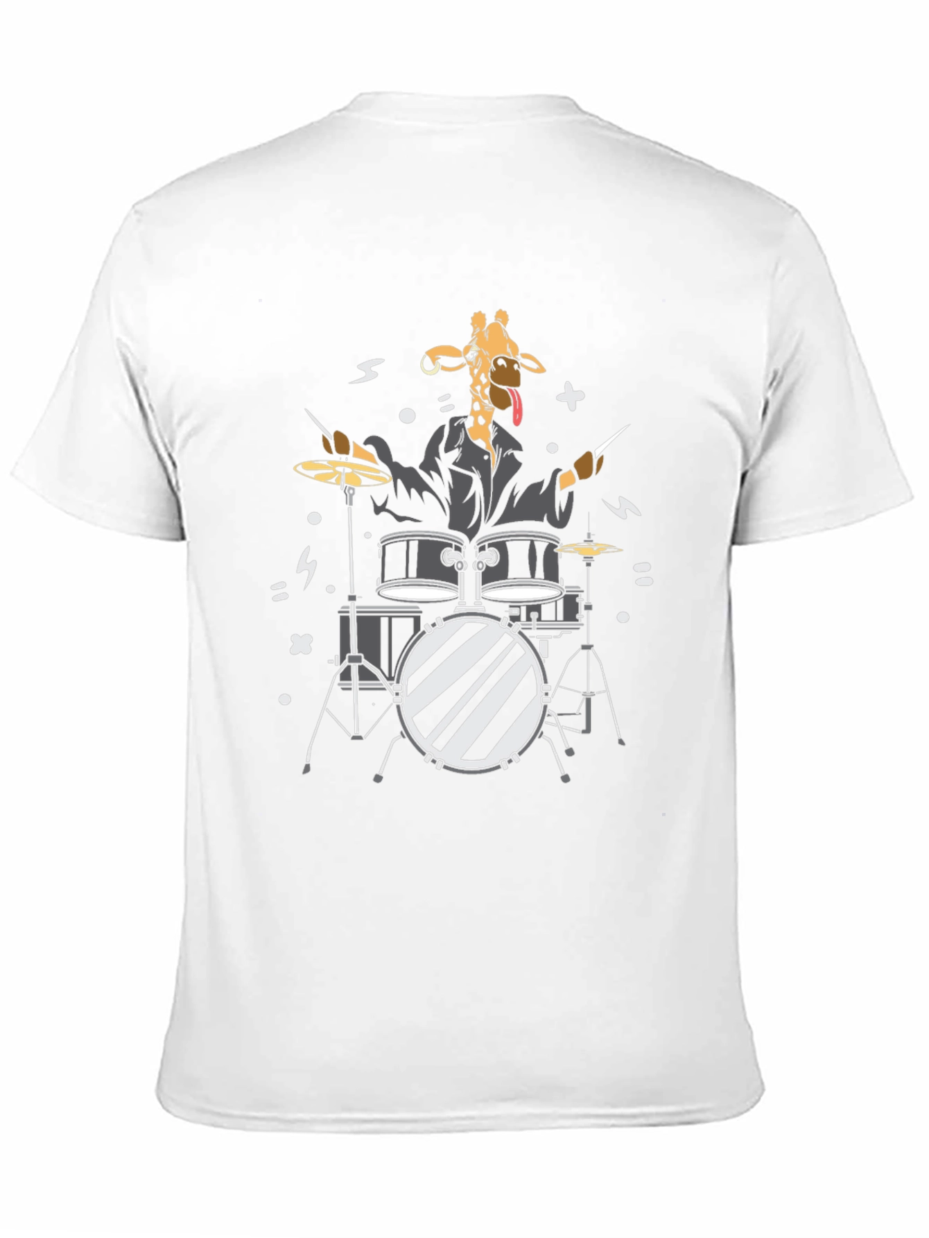 Black Giraffe Drummer Graphic T-Shirt - Black Cotton Tee view 11