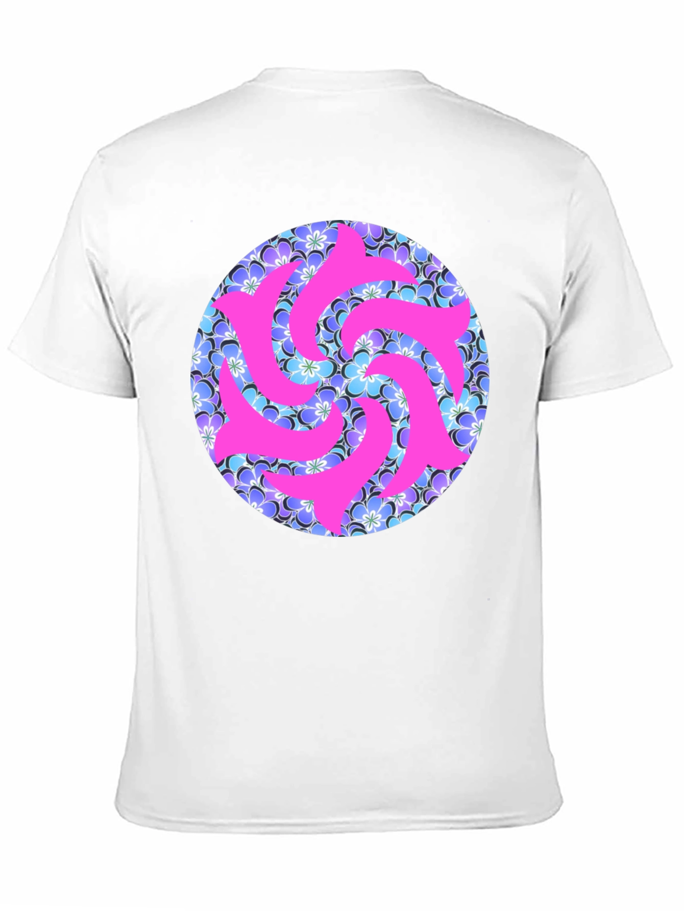 Black Vibrant Floral & Abstract Pink Swirl T-Shirt view 11