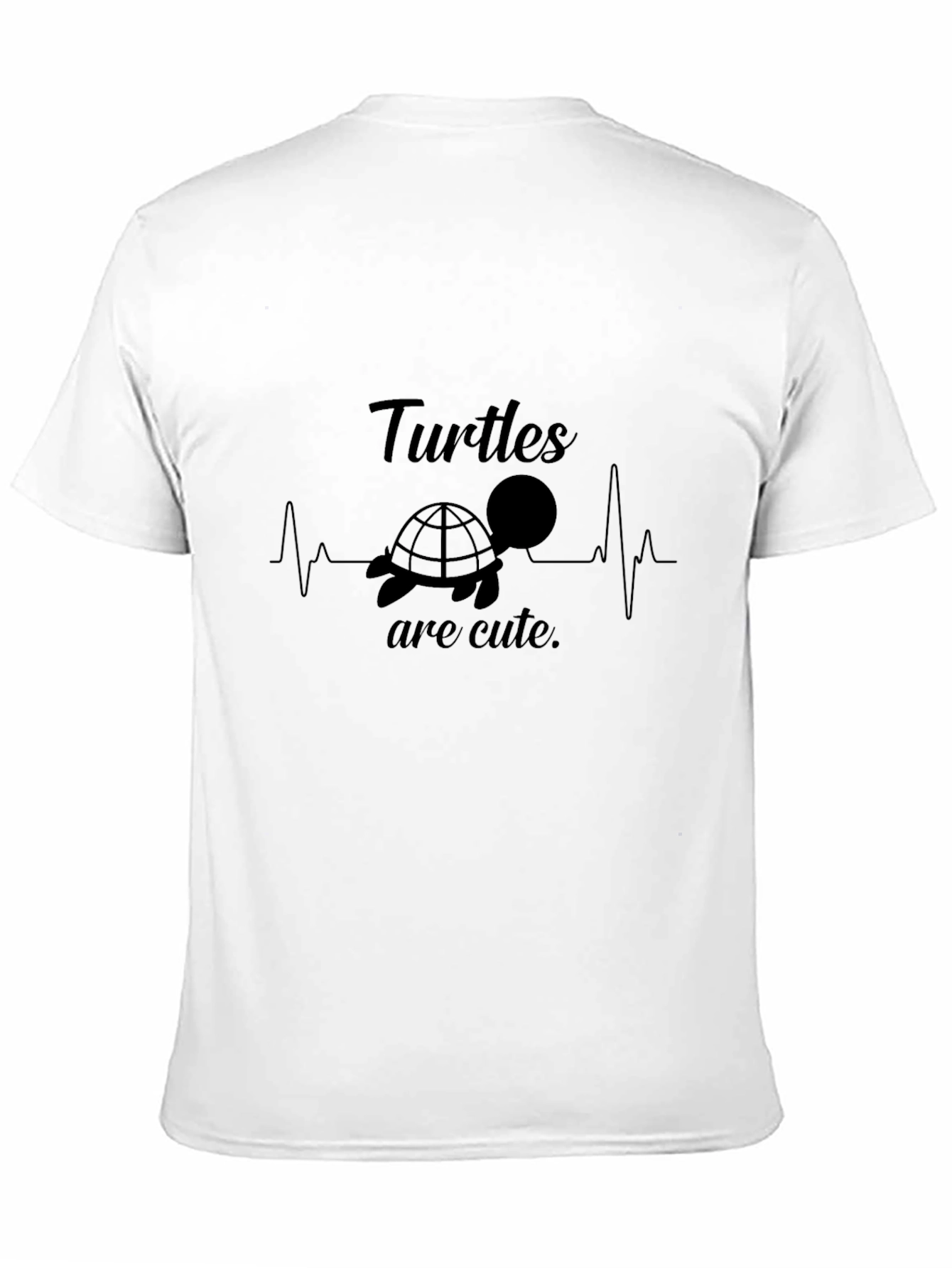 Black Turtles Are Cute T-Shirt - Heartbeat Design, Black view 11
