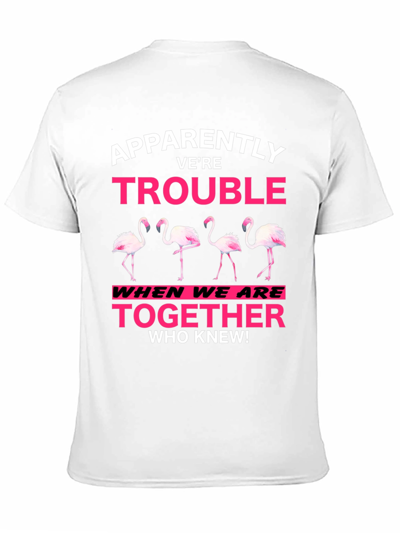 Black Funny Flamingo Trouble Graphic T-Shirt view 11
