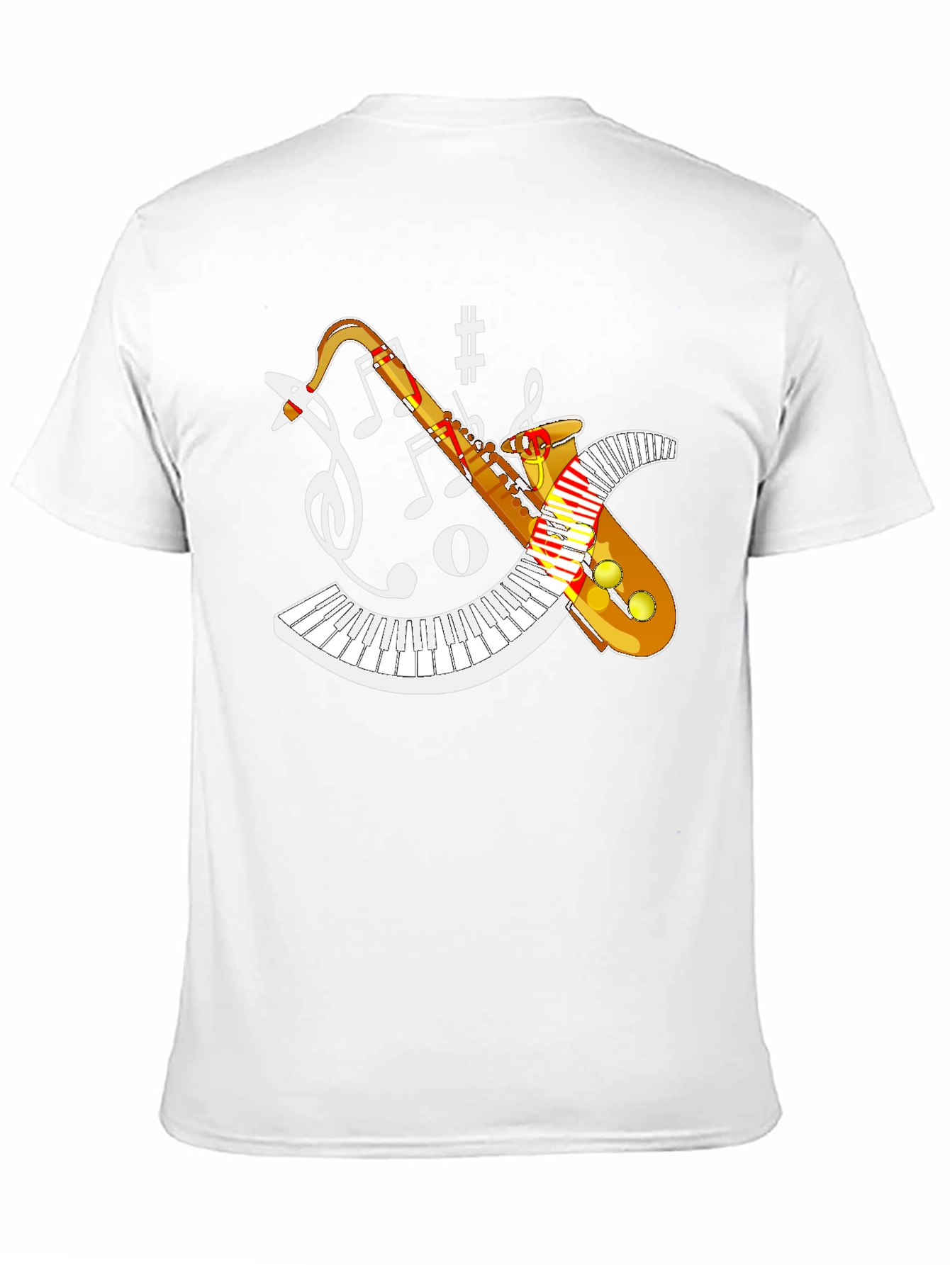 Black Saxophone Music Notes T-Shirt view 11