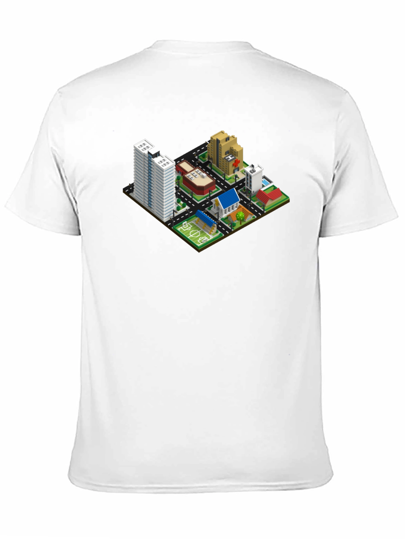 Black Isometric Cityscape Graphic Tee - Black Cotton T-Shirt view 11
