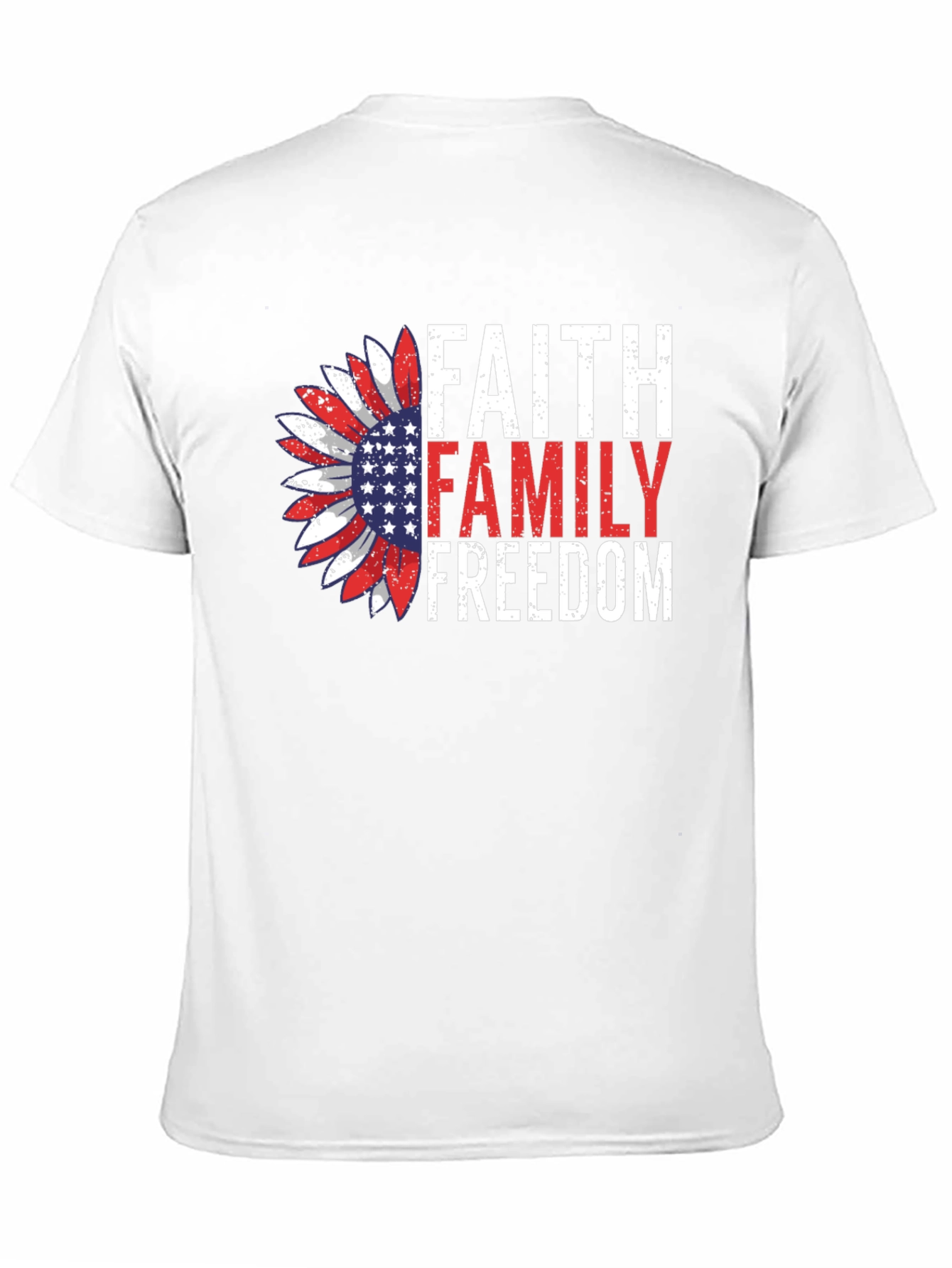 Black Faith Family Freedom Graphic Tee - Patriotic Sunflower Design view 11