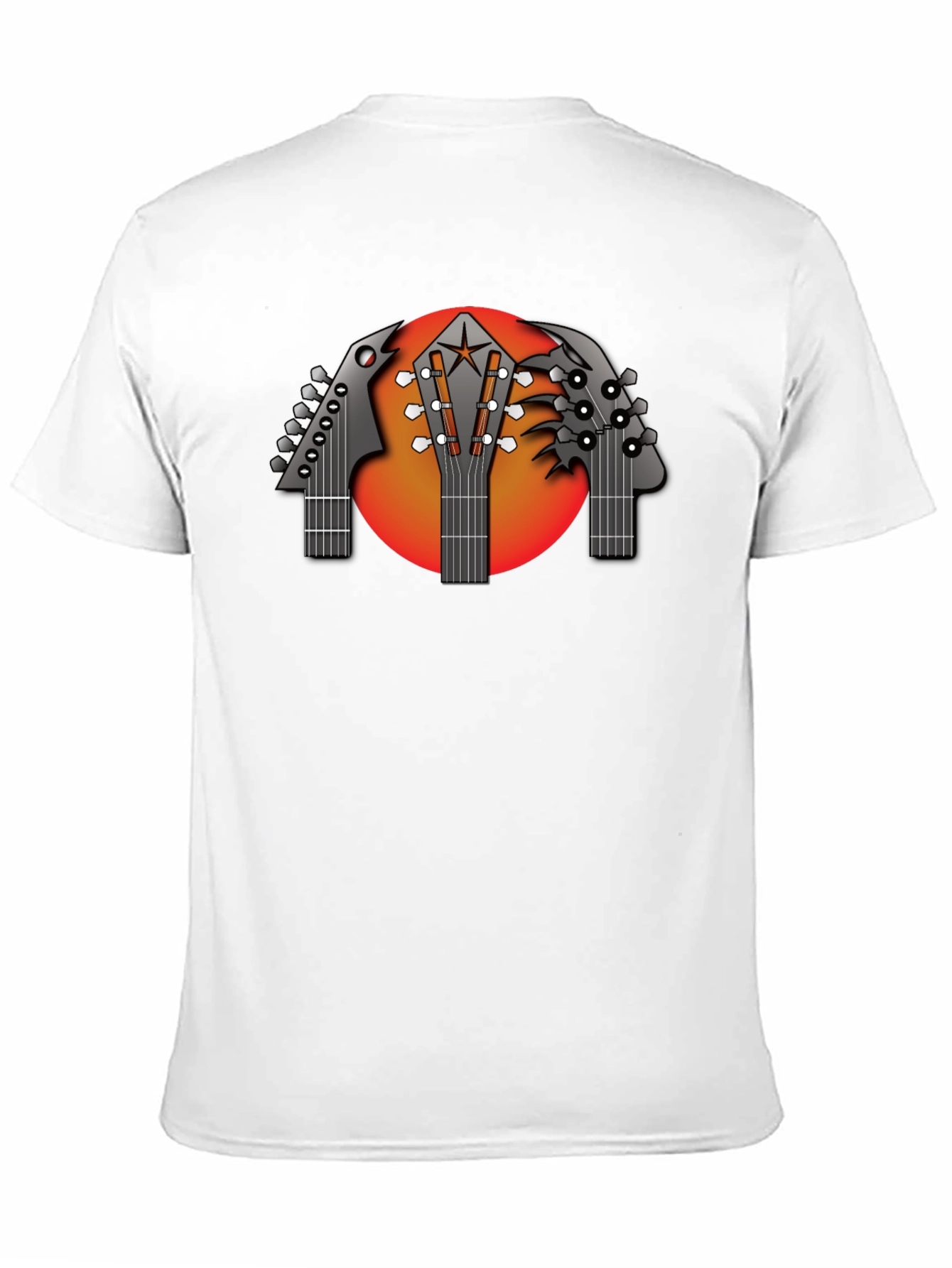 Black Guitar Headstock Graphic Black T-Shirt view 11