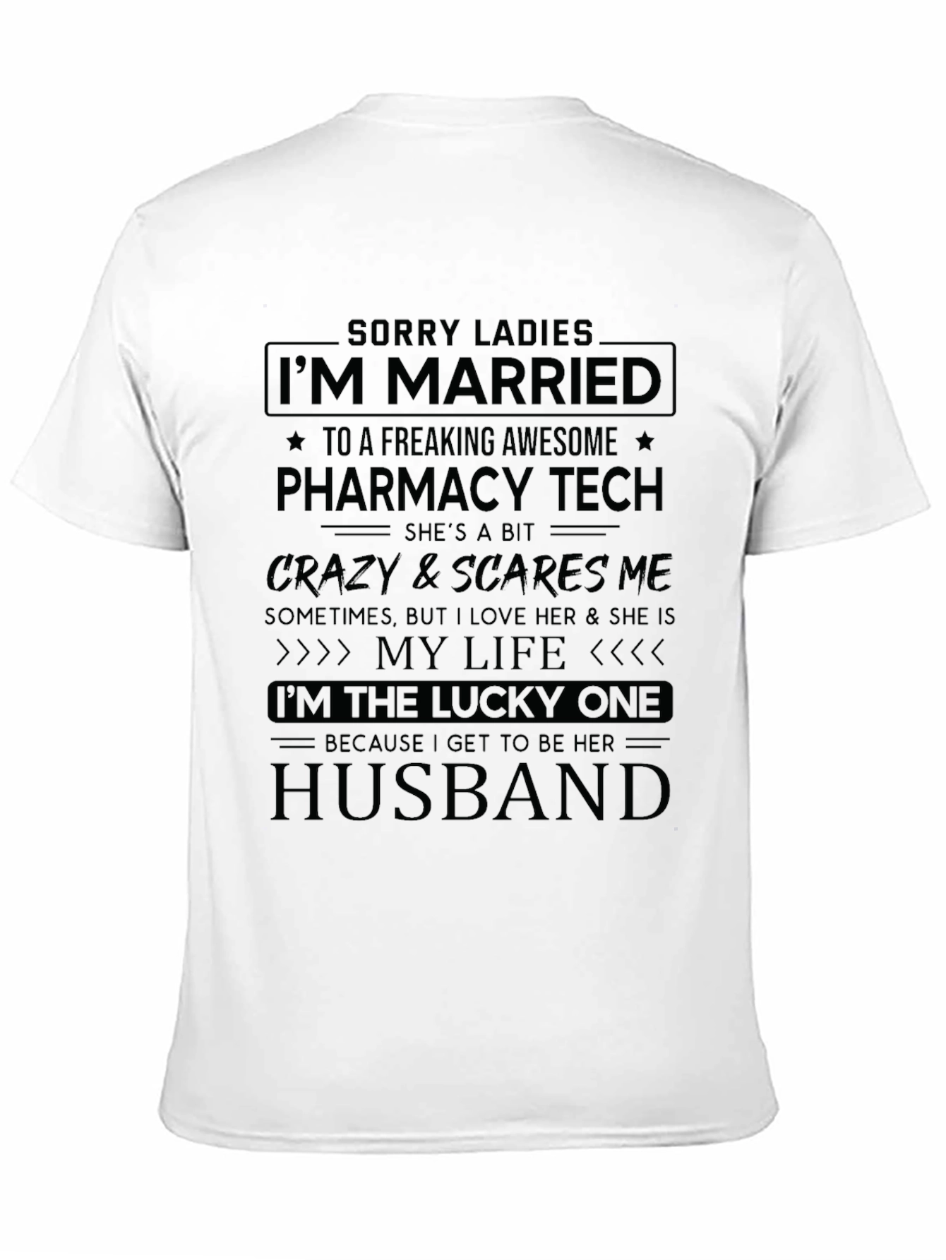 Black Married to Pharmacy Tech Novelty Graphic Tee view 11