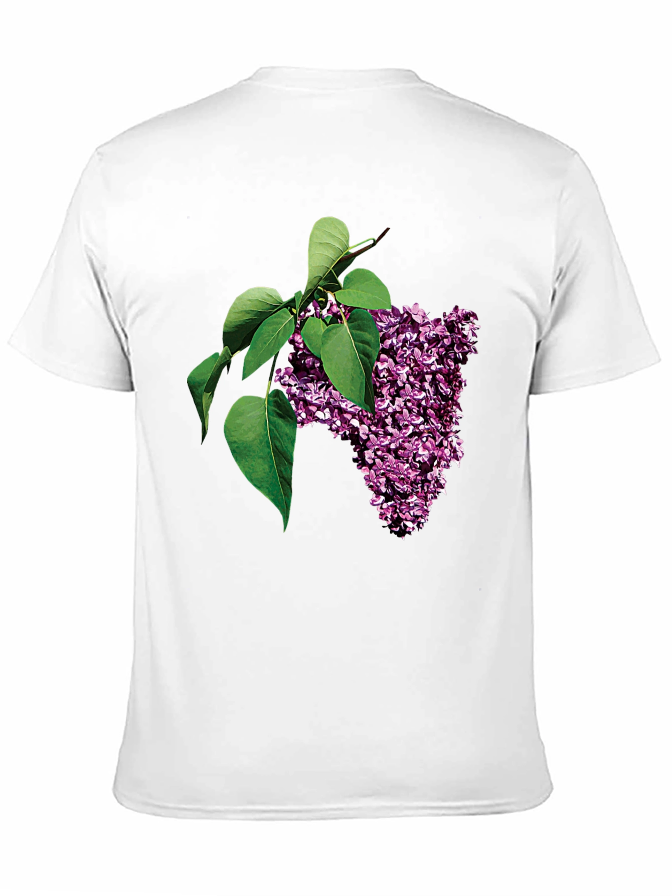 Black Lilac Blossom Graphic Tee - Black Cotton Casual Wear view 11