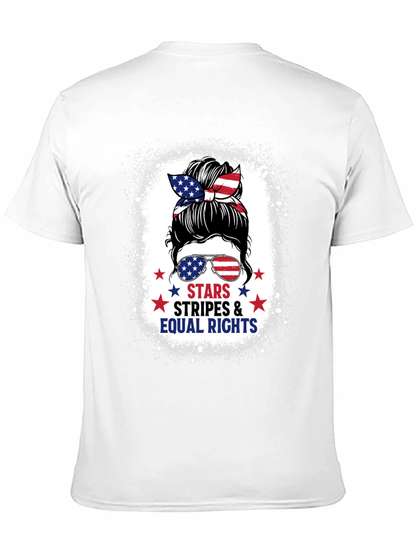 Black Stars Stripes & Equal Rights Messy Bun T-Shirt view 11