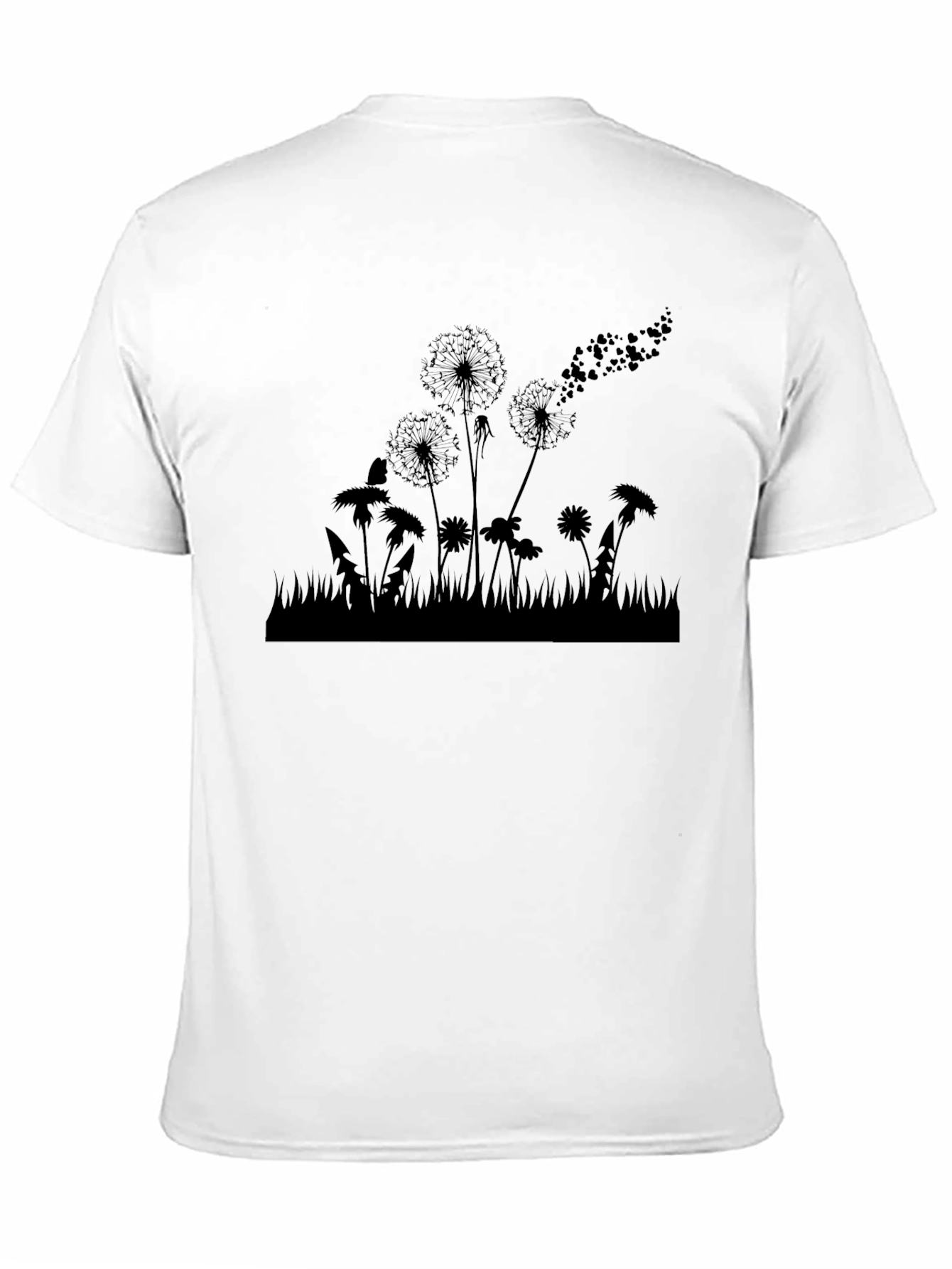Black Dandelion Field Graphic Tee - Black Cotton Casual Shirt view 11