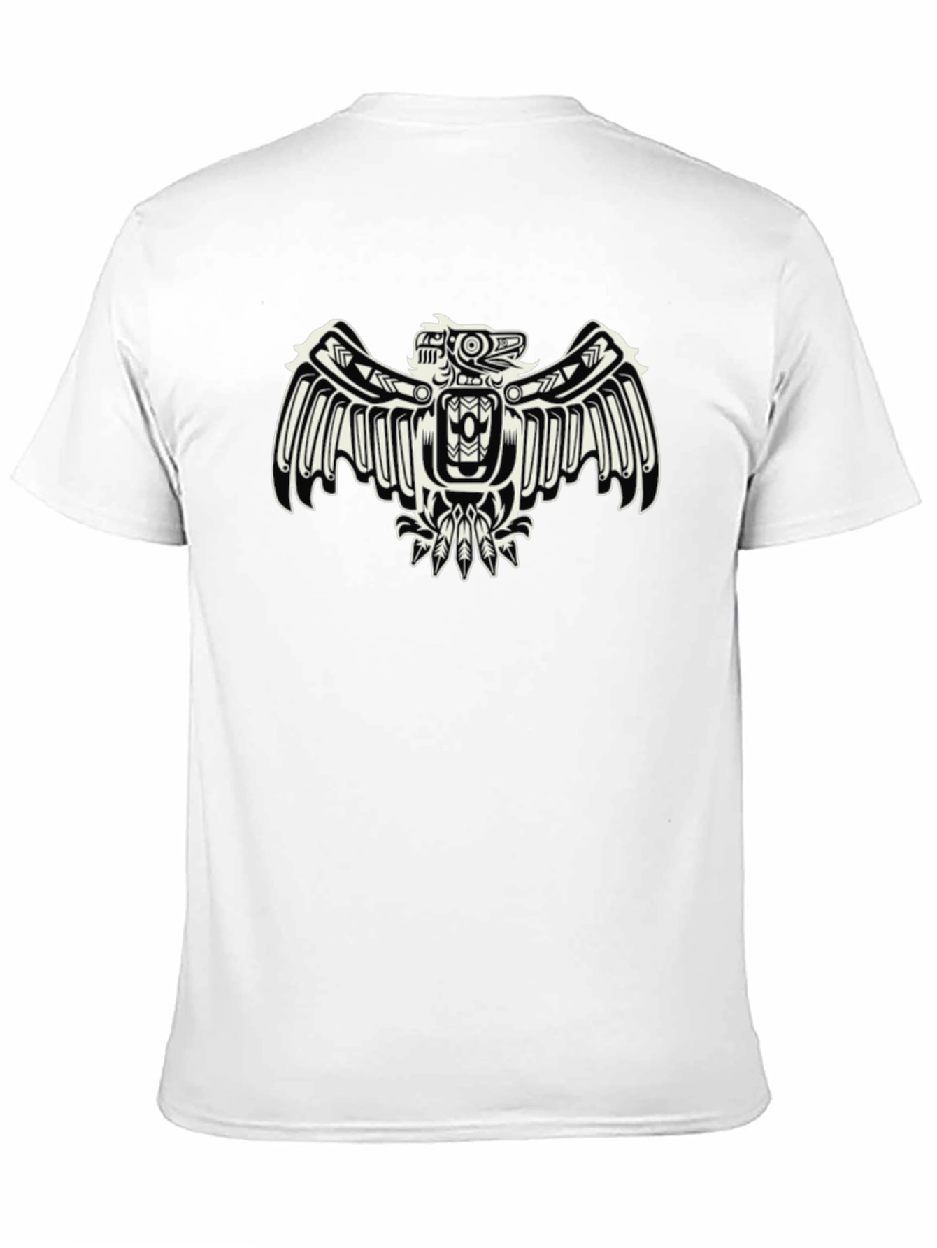 Black Tribal Eagle Graphic Tee - Black Cotton Blend view 11