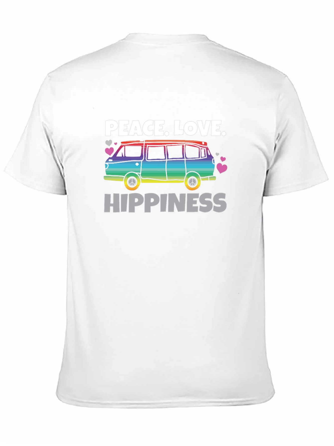 Black Peace Love Hippiness Rainbow Van Graphic T-Shirt view 11